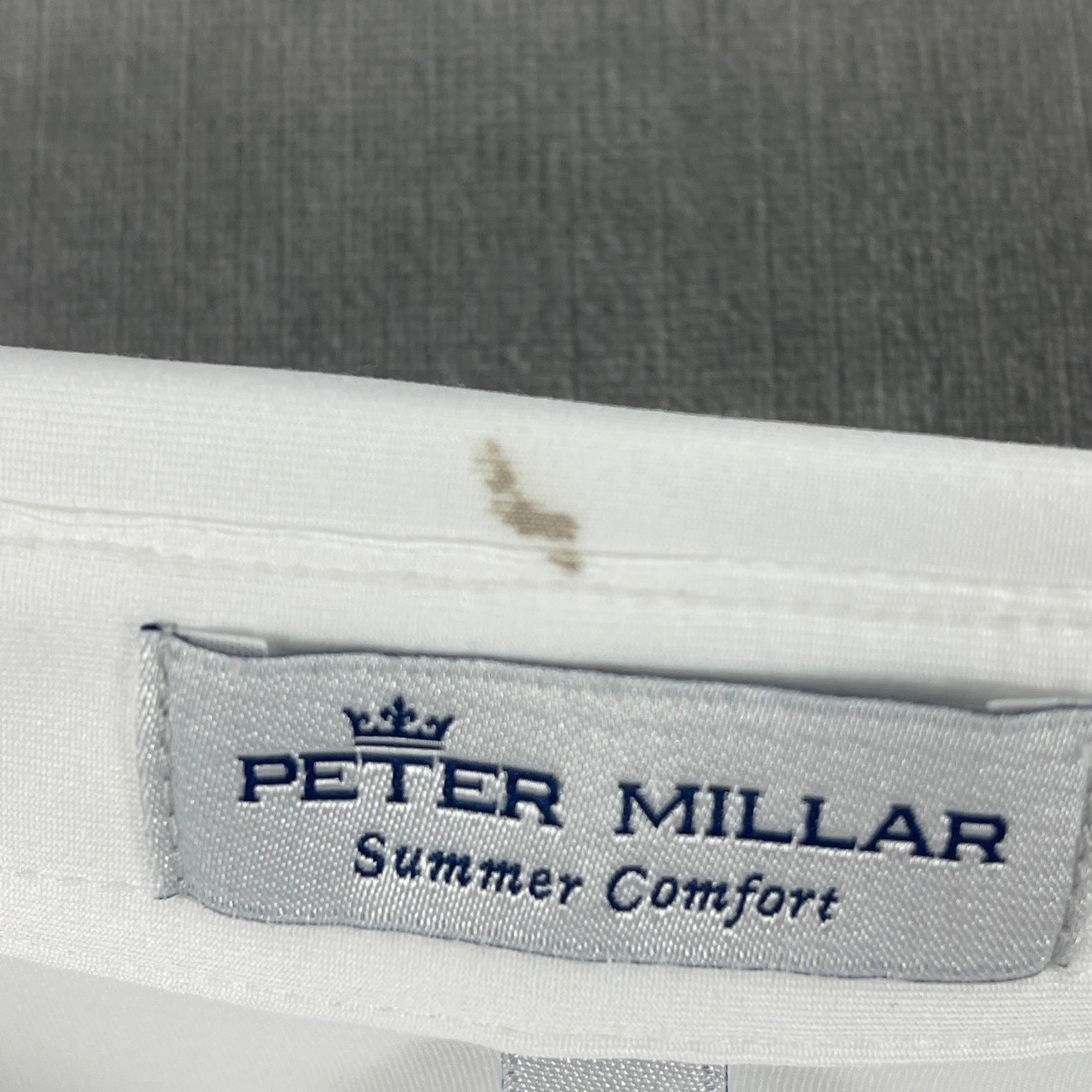 Peter Millar Mens L White Polo Shirt Summer Comfort Resurrection Brands Logo