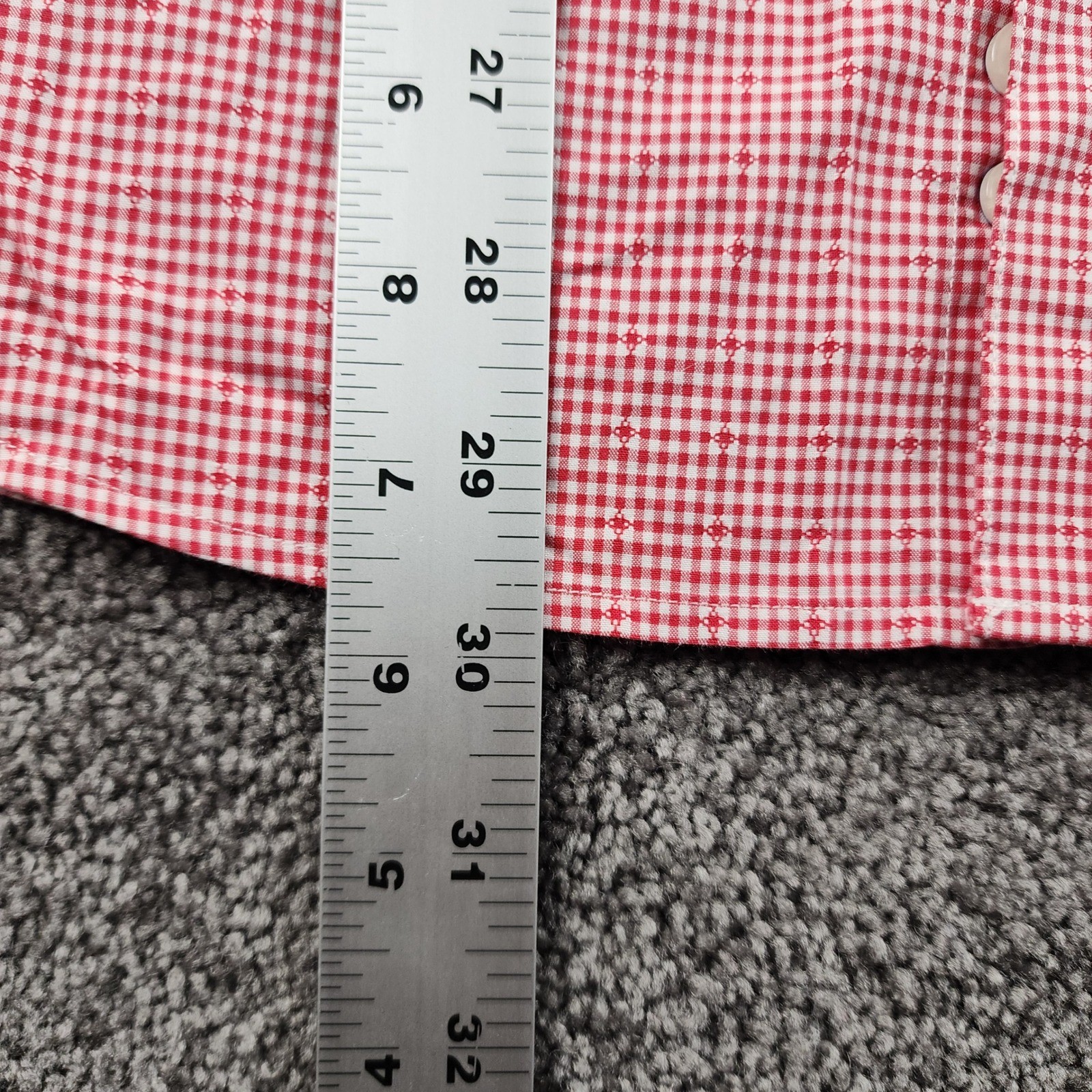 Original Penguin Button Down Shirt Mens 16 34/35 Red Gingham Heritage Slim Fit