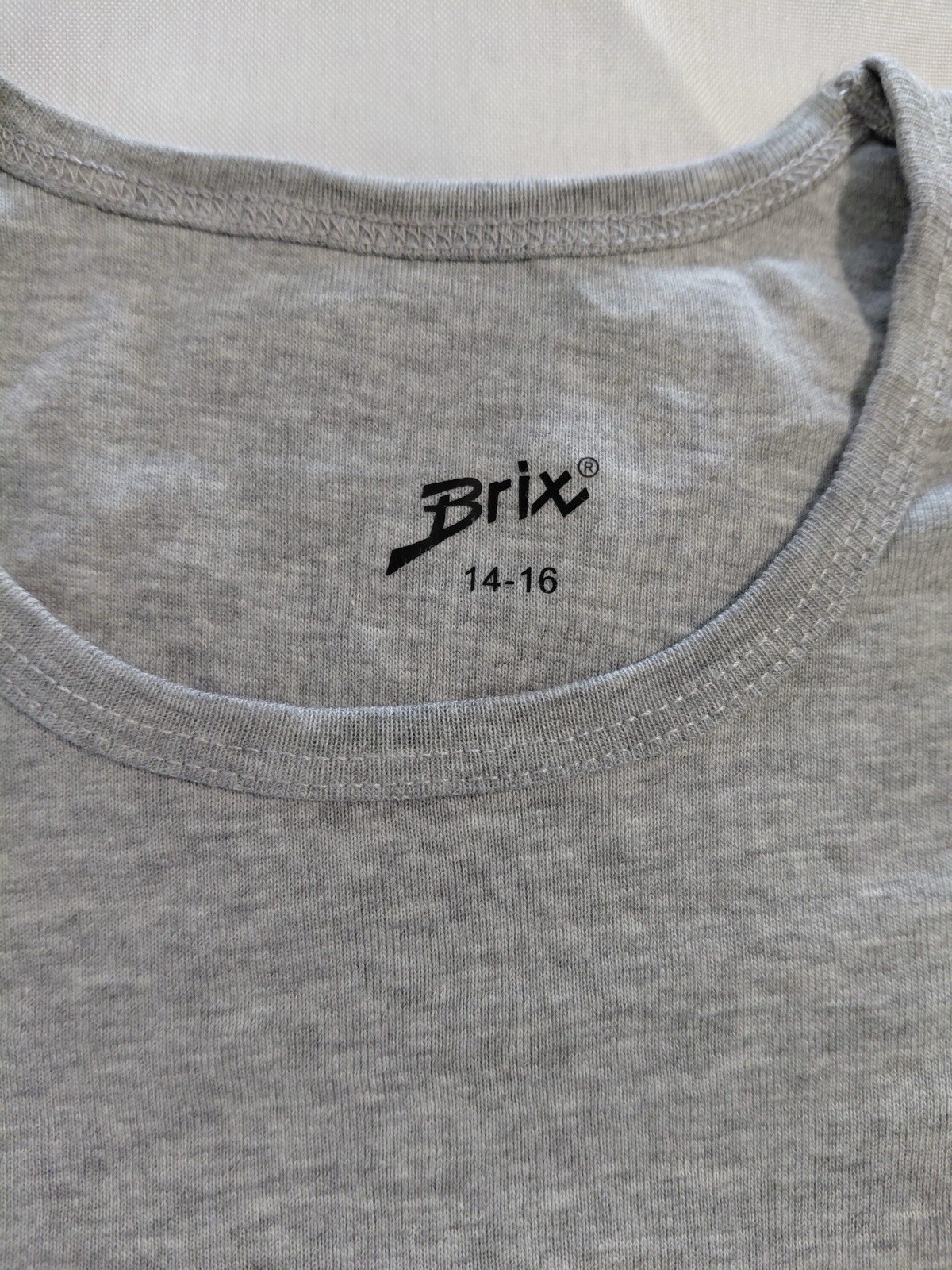Brix Solid Gray Teens T-Shirt 14-16 Regular Knit Crew Neck Long Sleeve