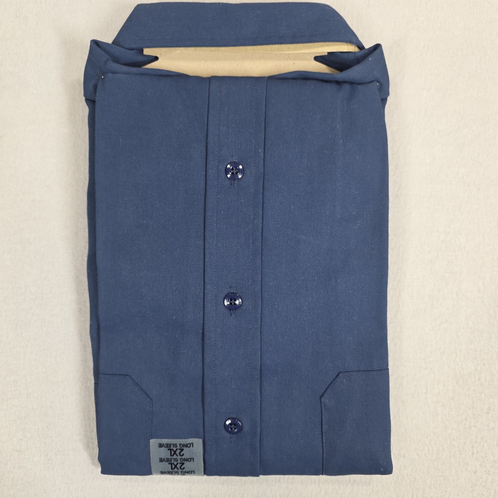 Sears Roebuck Long Sleeve Twill Work Shirt Men’s 2XL Blue Scotchgard Work Wear