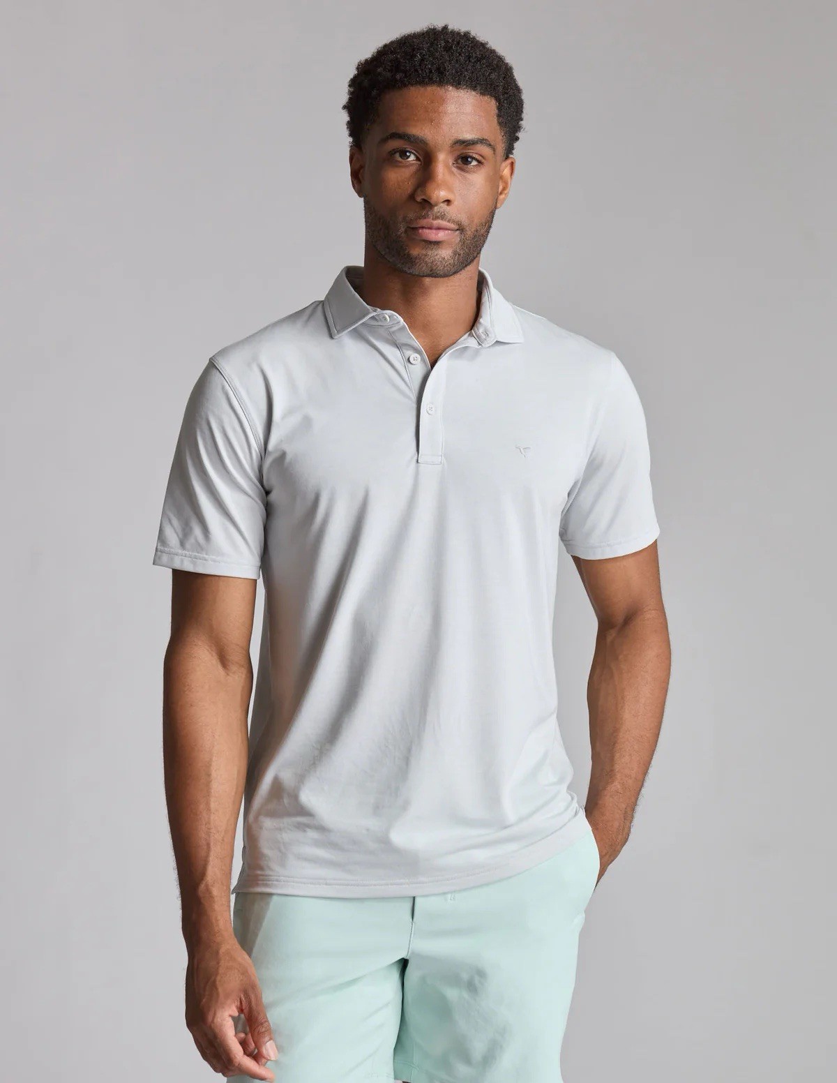Birddogs No Sweat Polo Shirt Size Medium Stretch $99 MSRP Light Grey Heather