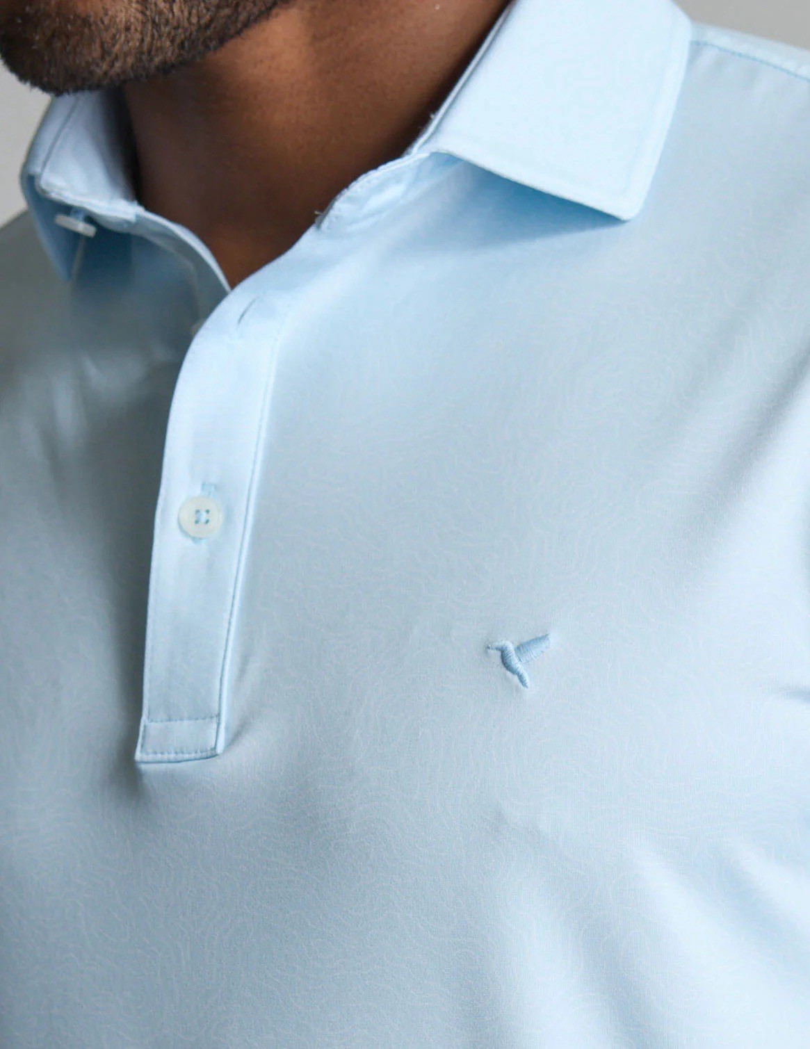 Birddogs Polo Shirt Size Large Stretch $99 MSRP Light Blue Wave