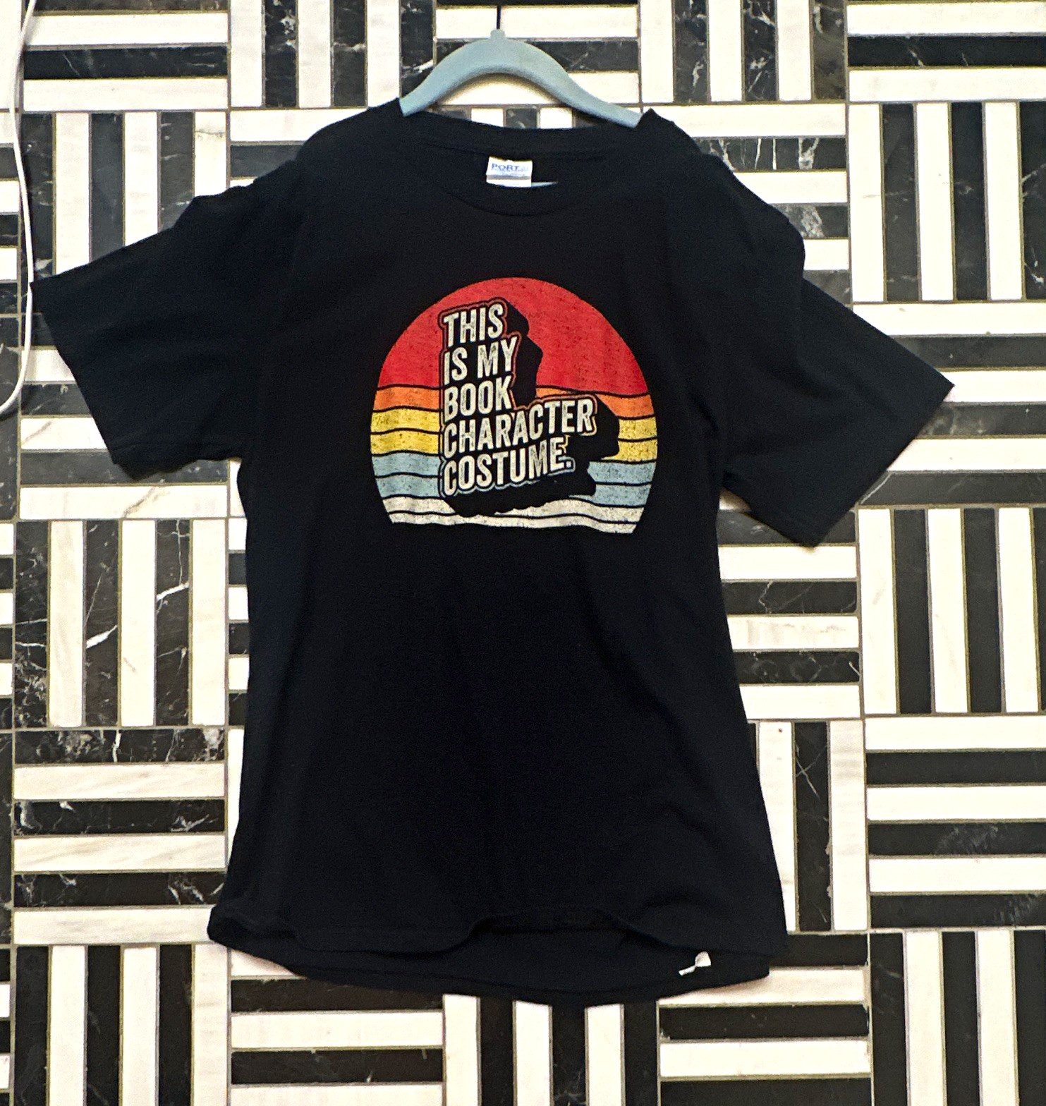 Men’s Black Graphic Print “This Is My Book Character Costume” XS T-Shirt