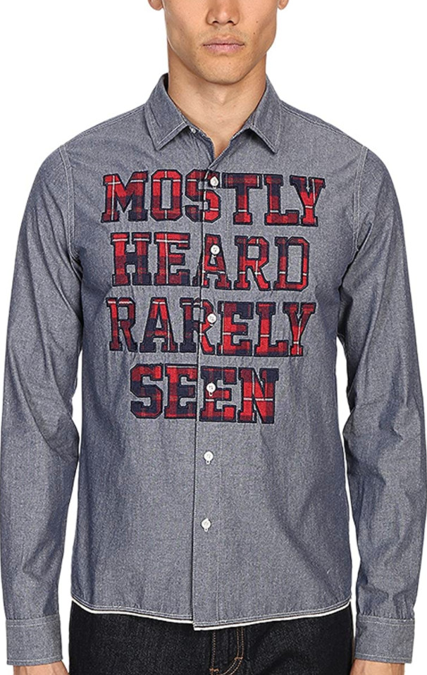 MOSTLY HEARD RARELY SEEN Indigo Logo Merrow Stitch Shirt Men’s Size 2XL L24210
