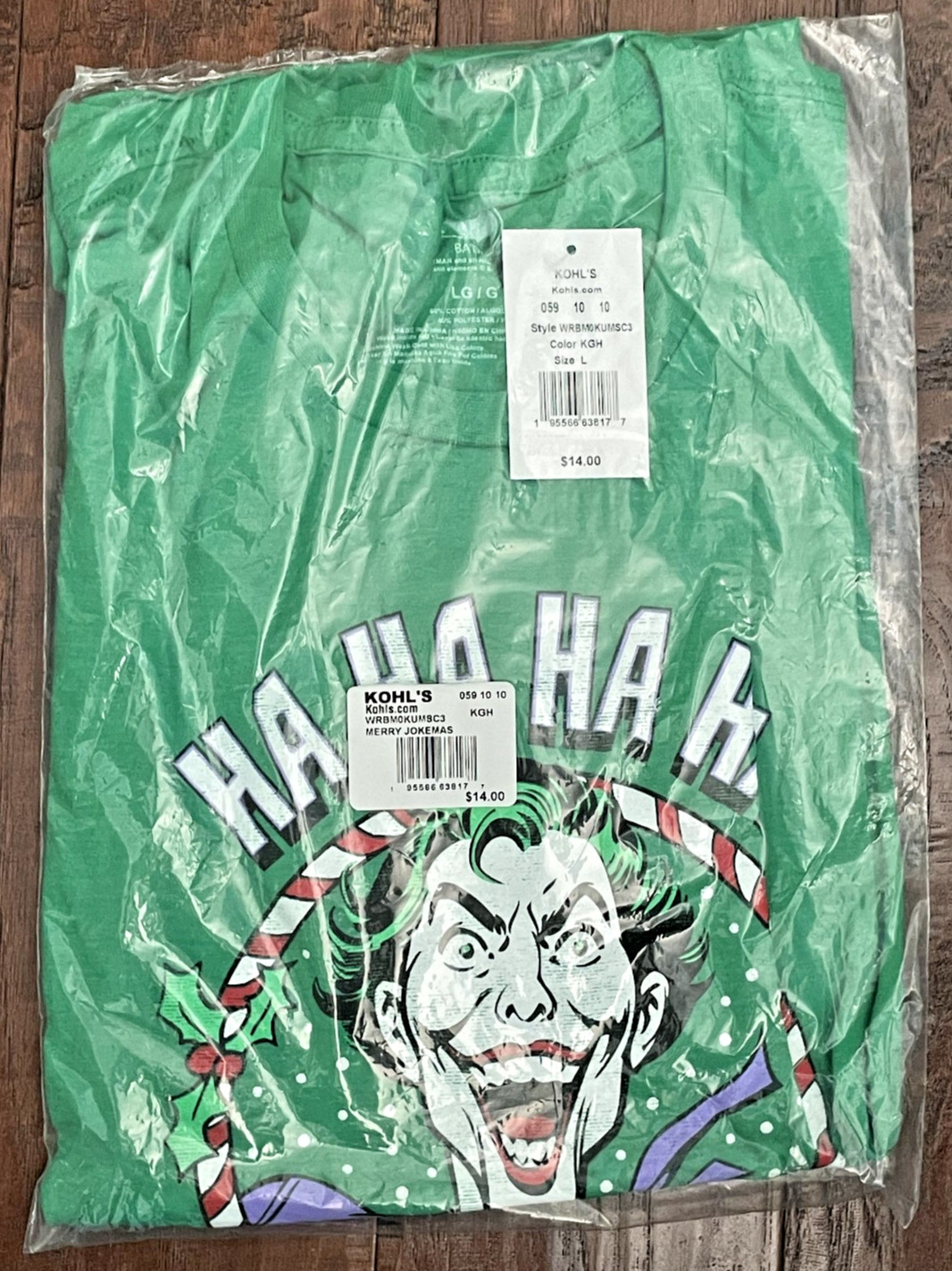 Joker Batman Christmas Holiday Character T Shirt Green Men’s Large New