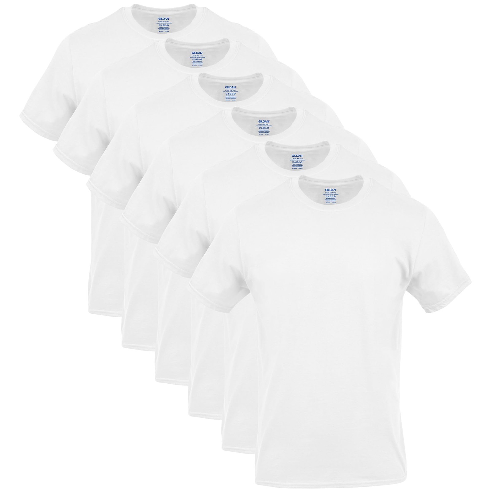 Gildan Men’s Crew T-Shirts, Multipack, Style G1100, White Large,