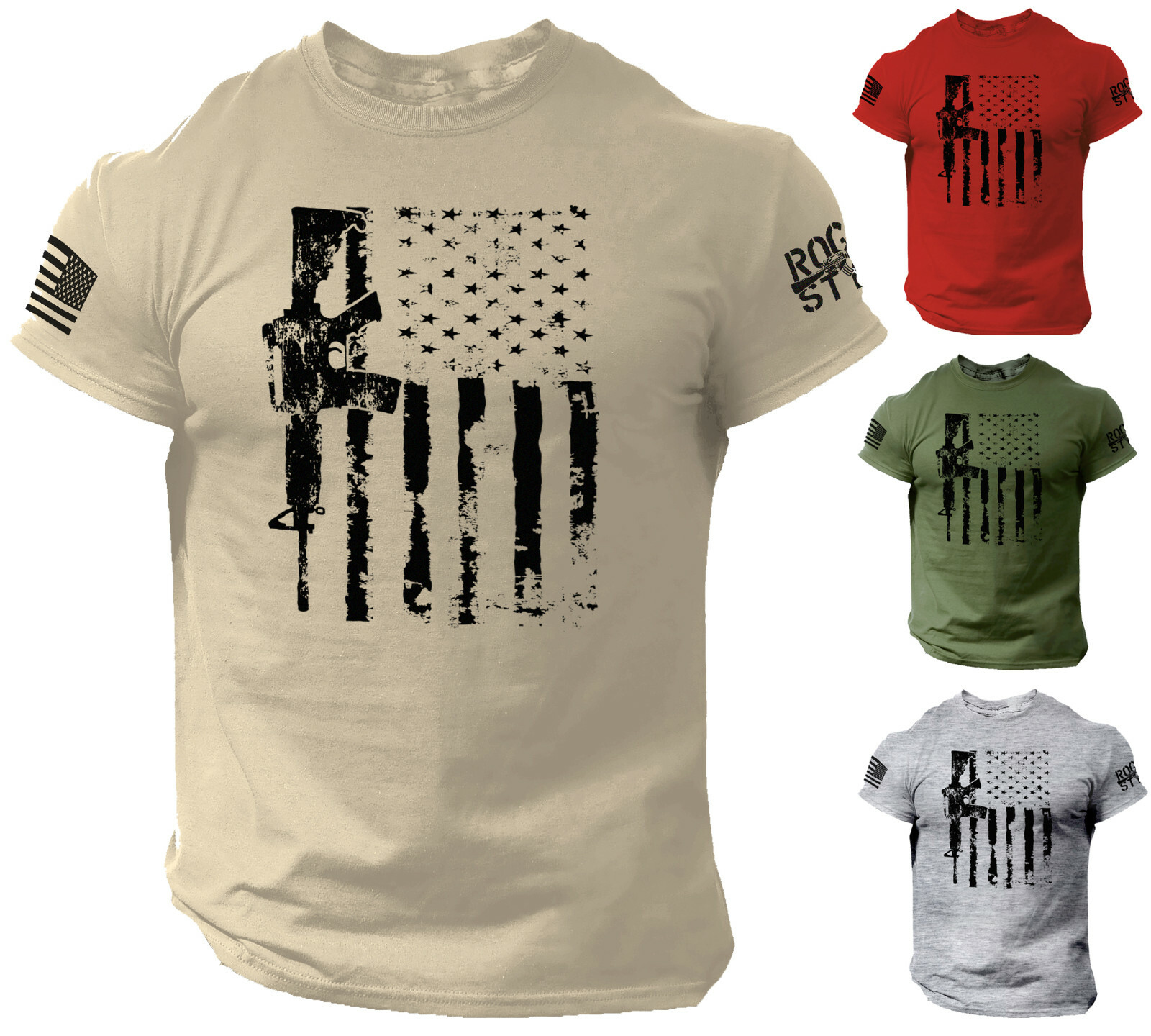 Distressed USA Gun Flag Men’s T-Shirt AR15 Rifle Shirt 2nd Amendment