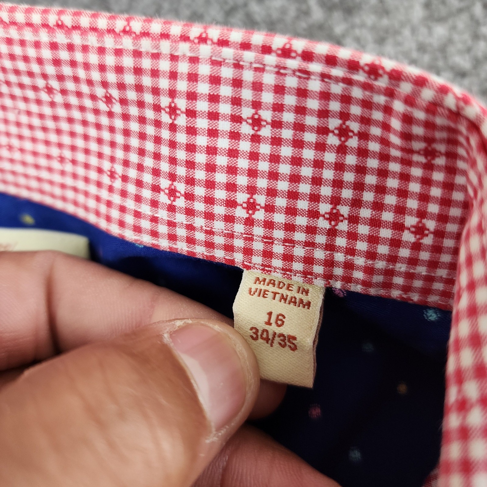 Original Penguin Button Down Shirt Mens 16 34/35 Red Gingham Heritage Slim Fit
