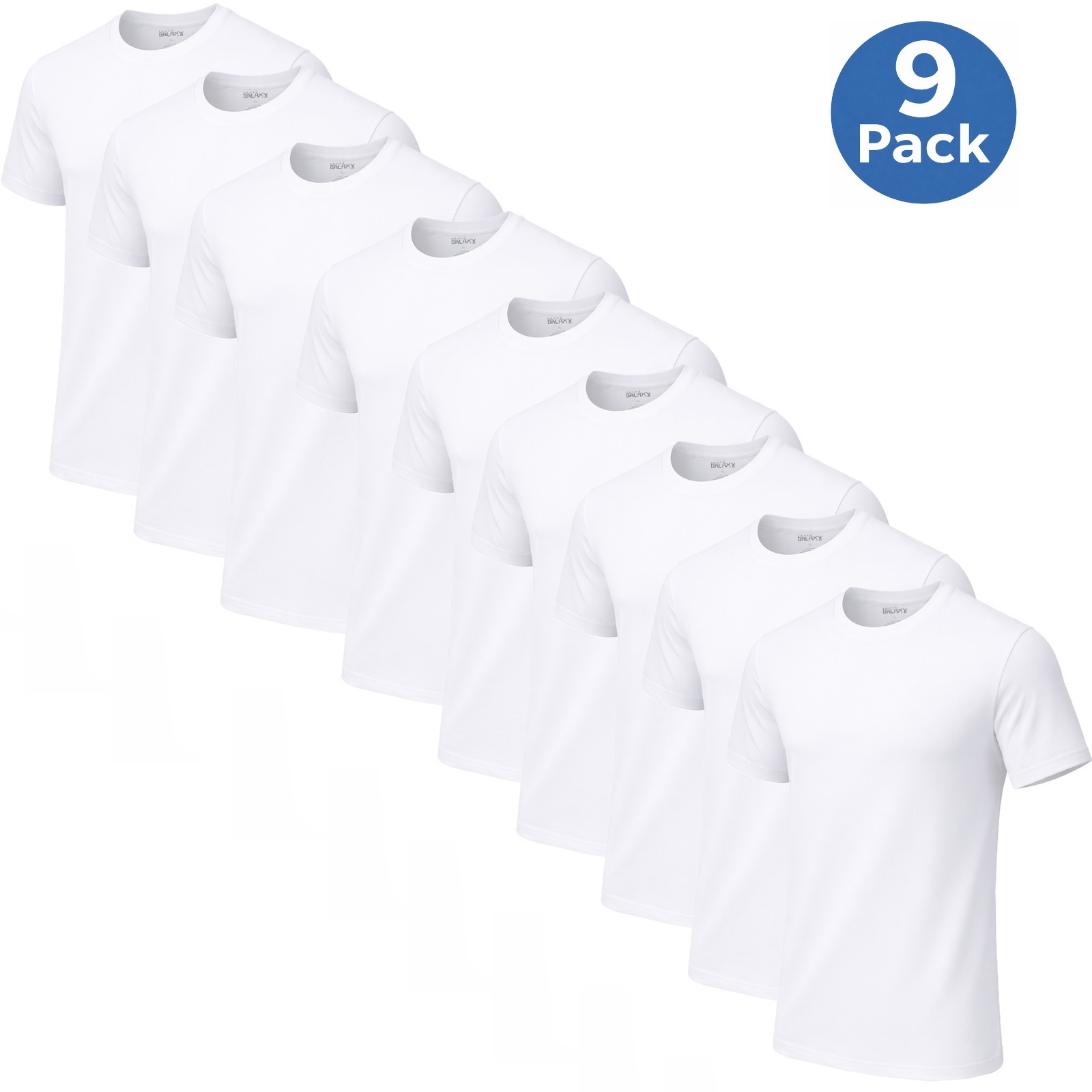 Men’s 9-Pack Classic Short Sleeve Crew Neck 100% Cotton Undershirts