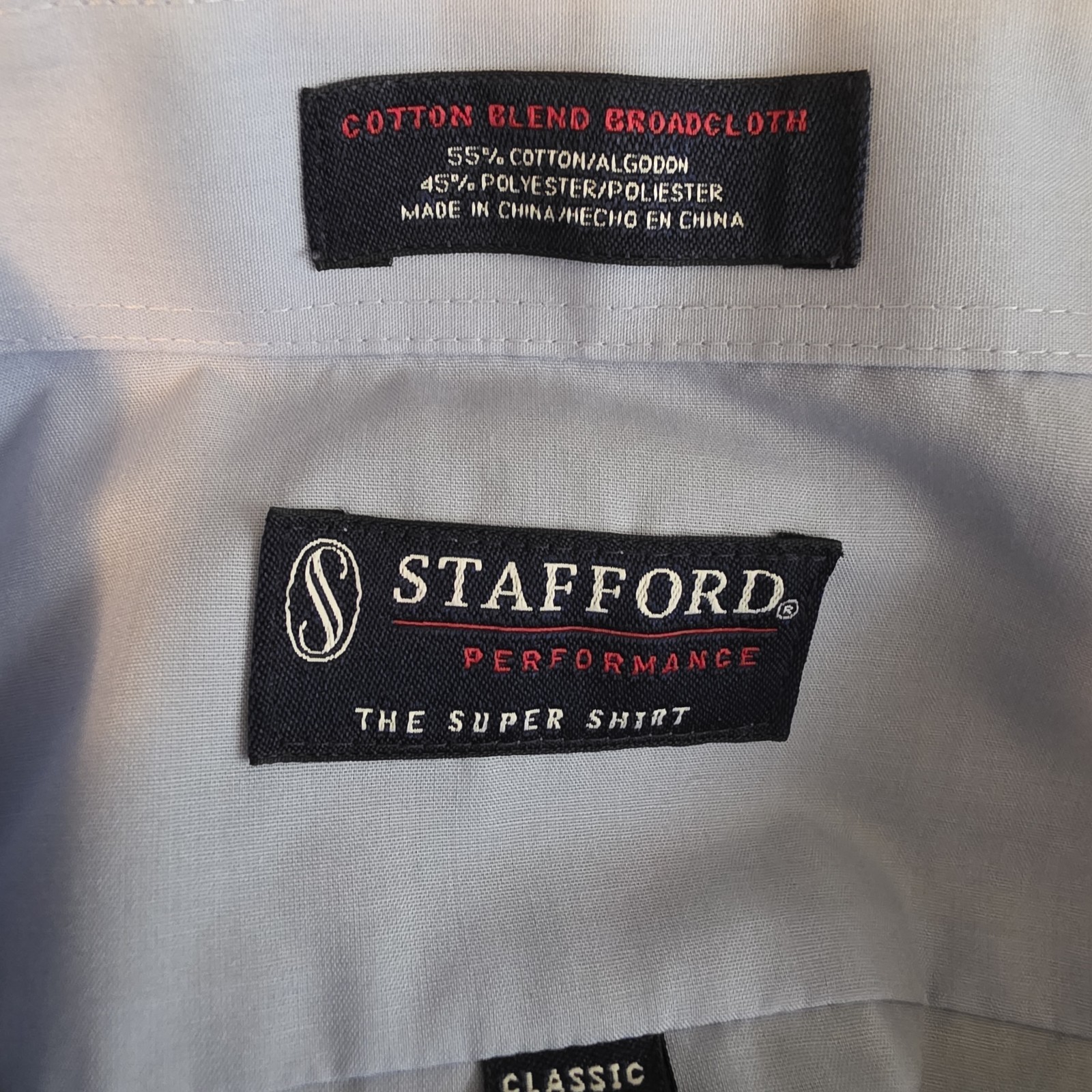 Stafford Performance Super Shirt Broadcloth Classic Fit Lt. Blue Mens 18-36/37