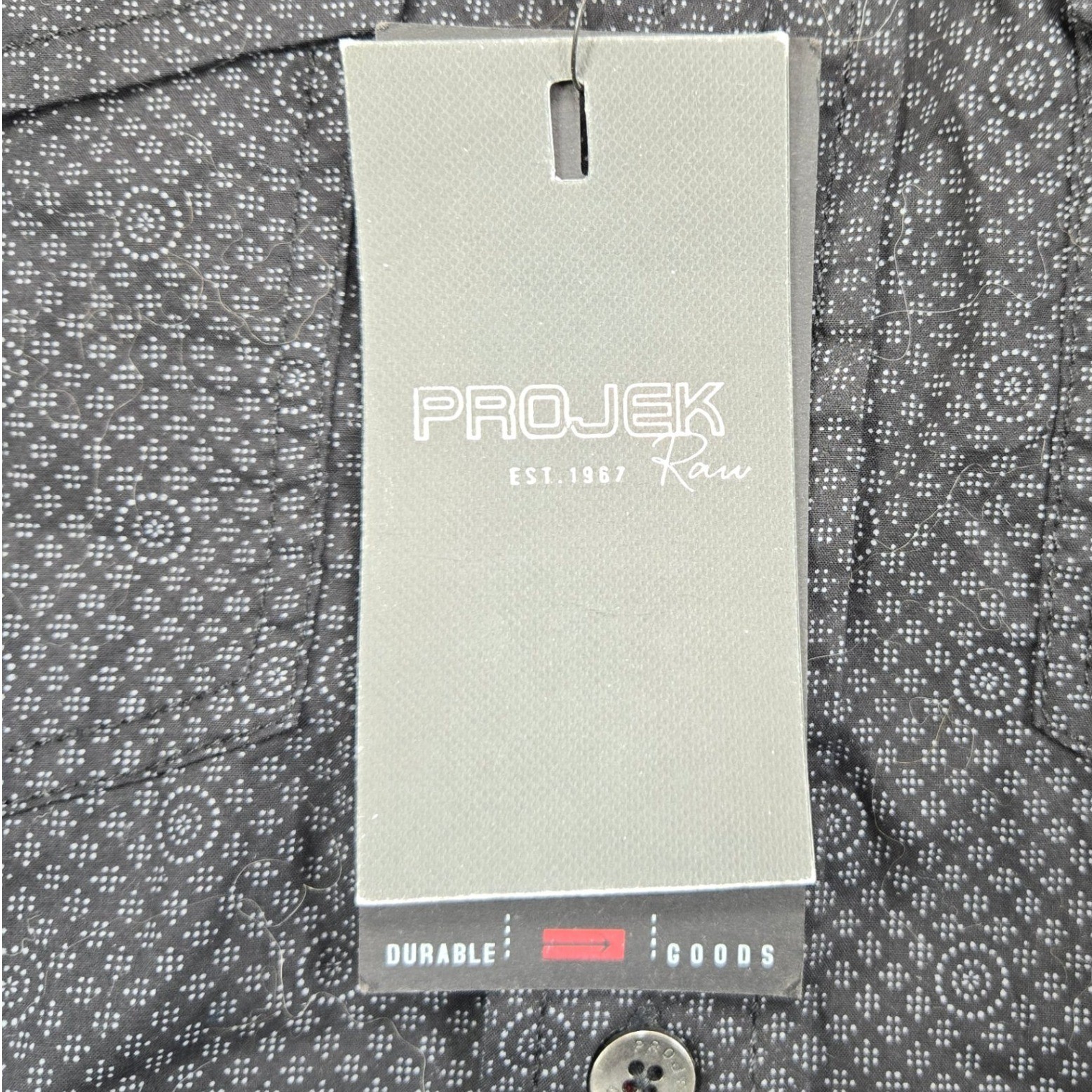 Projek Raw Button Down Indigo Peak Geometric Utility Black Mens Small NEW