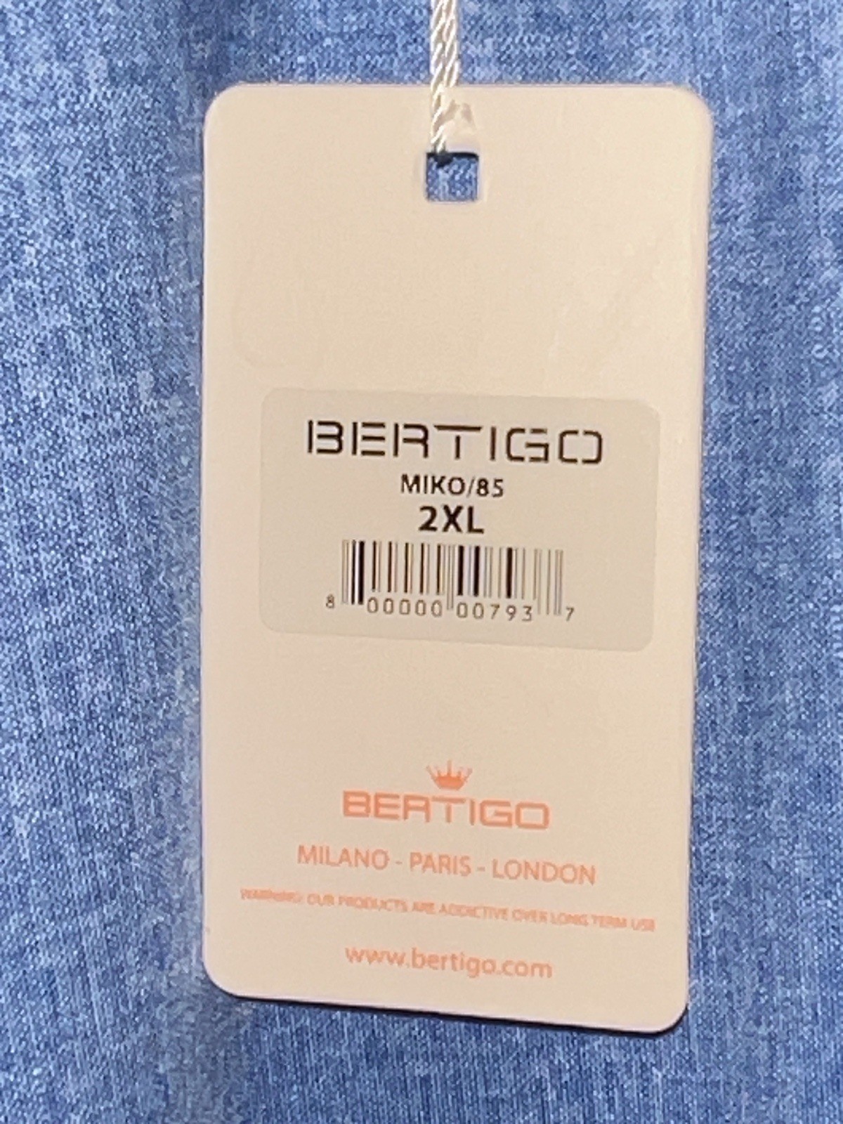 Bertigo Performance Polo Mens XXL Blue Golf Shirt NWT Geometric Preppy Wicking