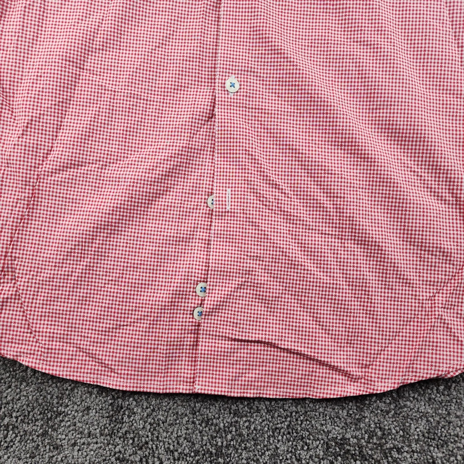 Original Penguin Button Down Shirt Mens 16 34/35 Red Gingham Heritage Slim Fit