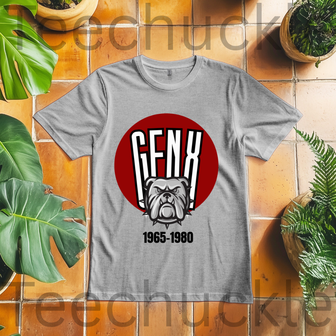 Gen X Bulldog T-Shirt Generation X 1965 1980 Birth Year Graphic Tee Tough Retro