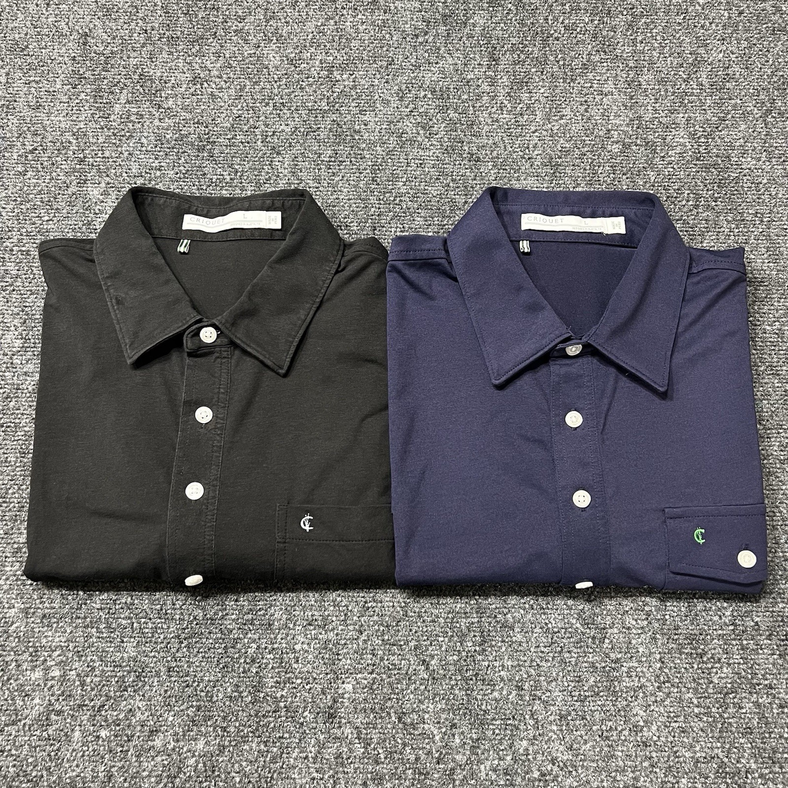 Criquet Polo Shirt Mens Size Large- Lot of 2 – Navy Black Golf Pocket Casual