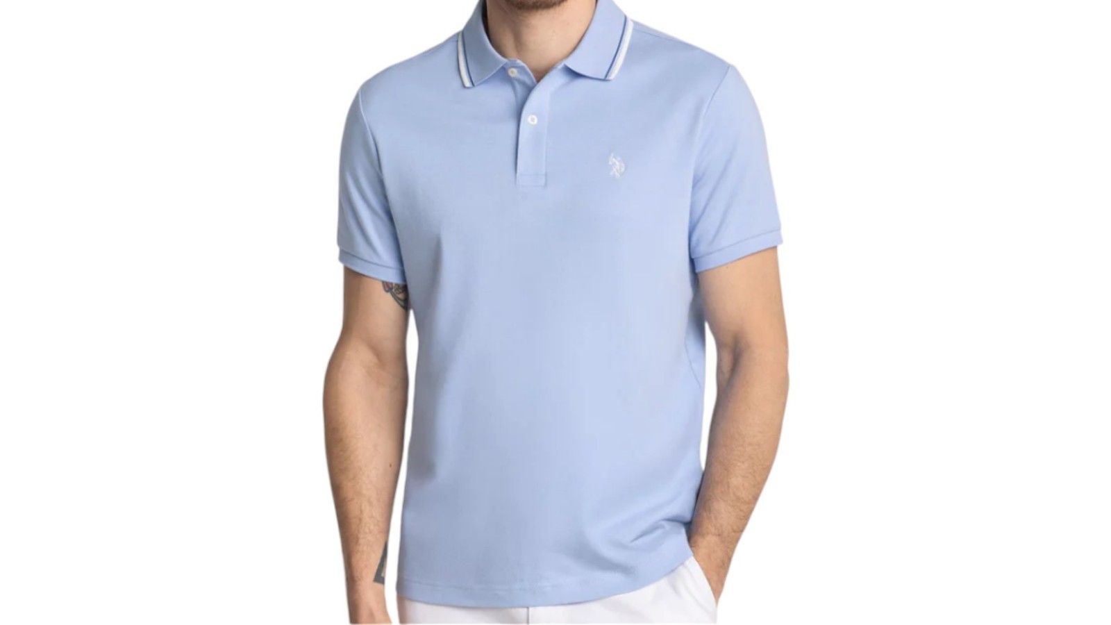 U.S. Polo Assn. Men’s Slim Fit Tipped Interlock Knit Polo Shirt