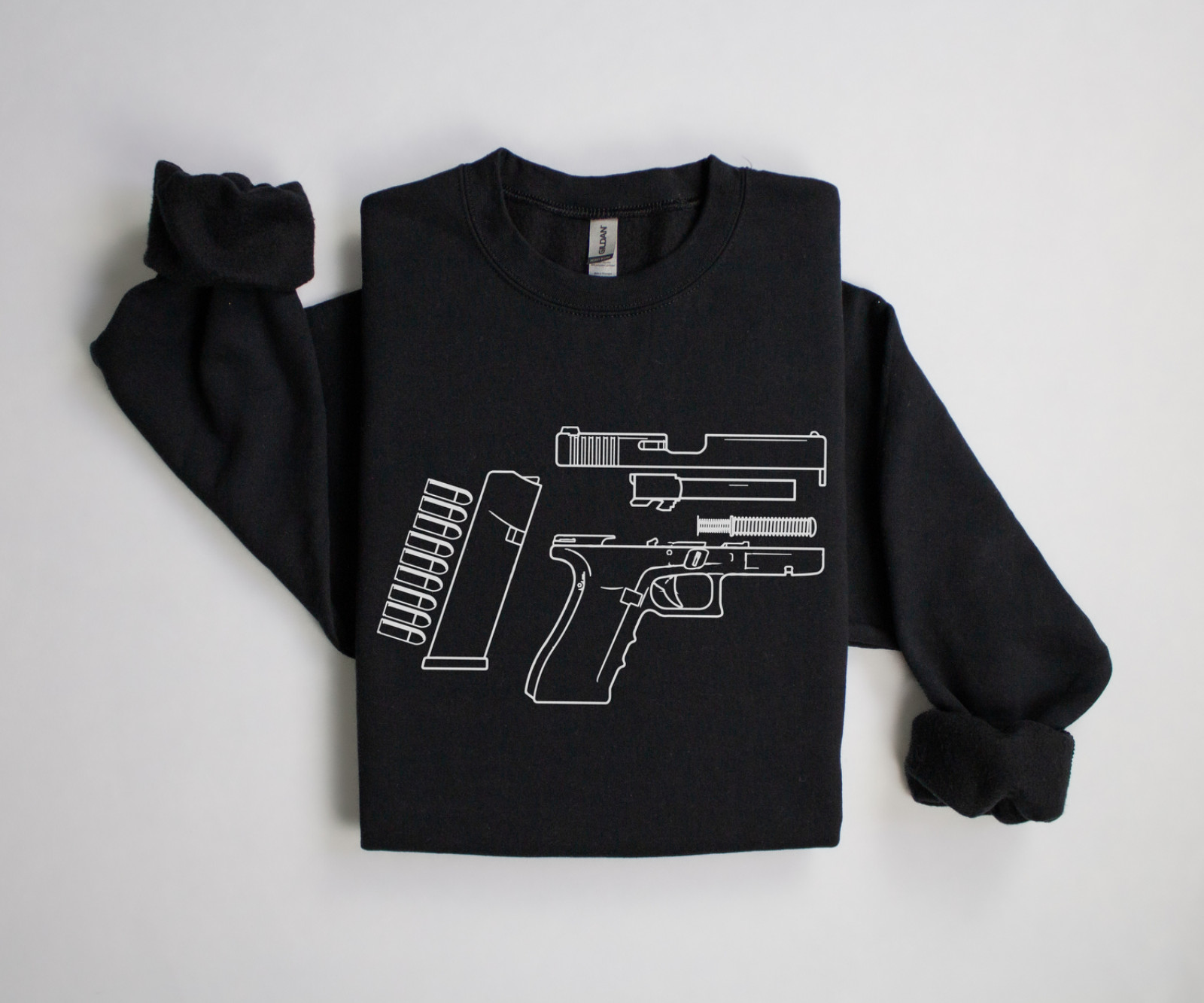 Glock T-Shirt or Sweatshirt Gun S M L XL 2XL 3XL 4XL 5XL – BLACK / NAVY Man’s