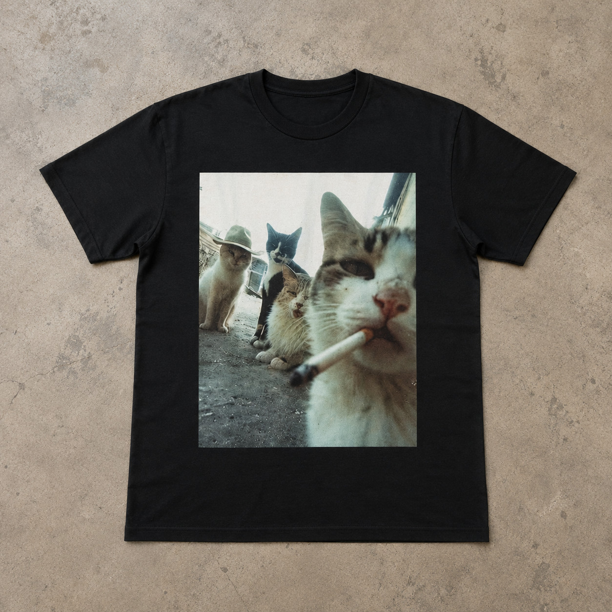 Funny Smoking Cat Meme T-Shirt – Featuring a Smoking Tabby Cat Design