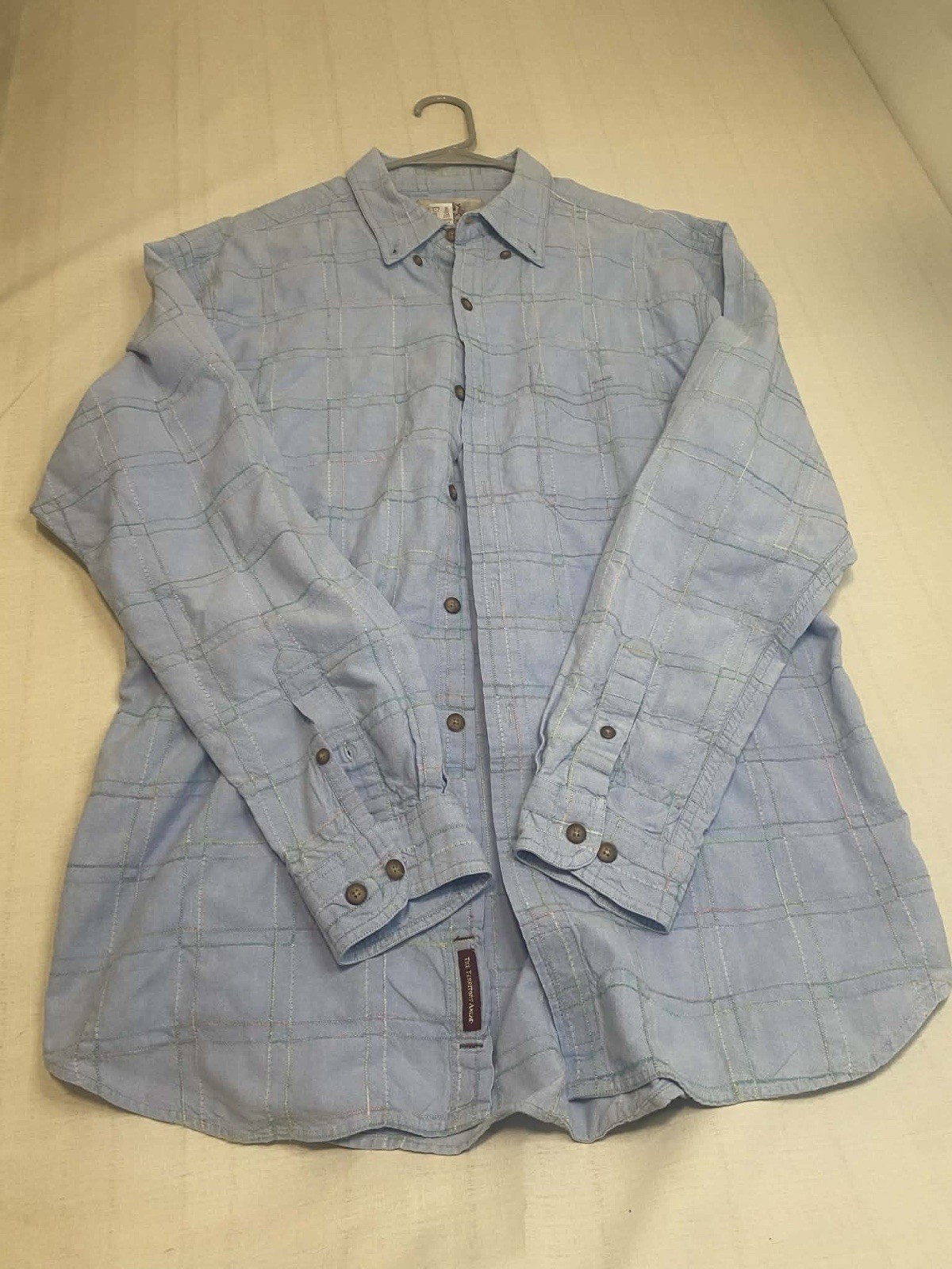 Vintage The Territory Ahead Men’s XL Blue Plaid L/S Button-Up Woven Cotton Rayon
