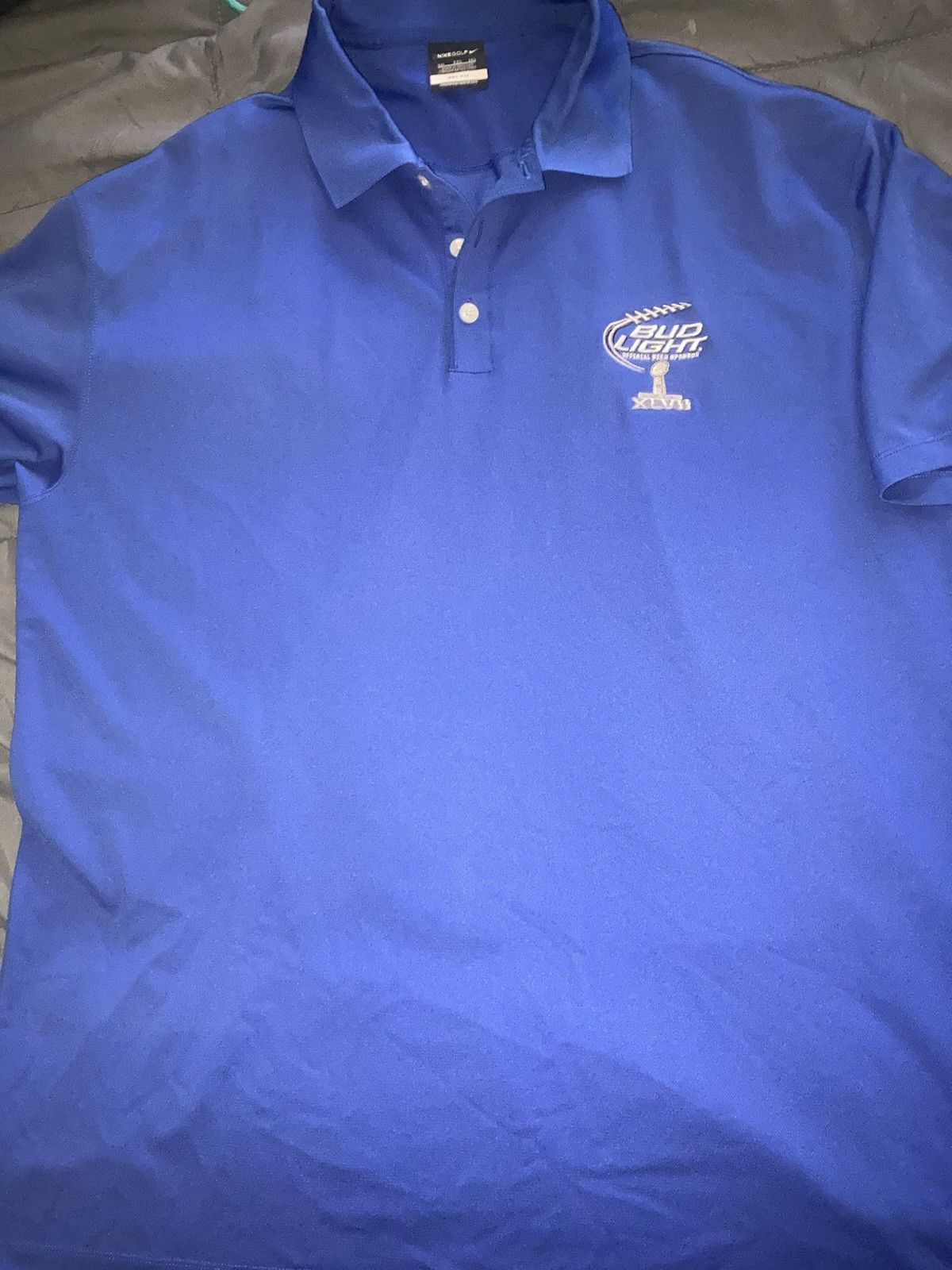 Nike Bud Light Super Bowl XLVII Blue Polo Golf Shirt NFL Football Size XXL 2XL