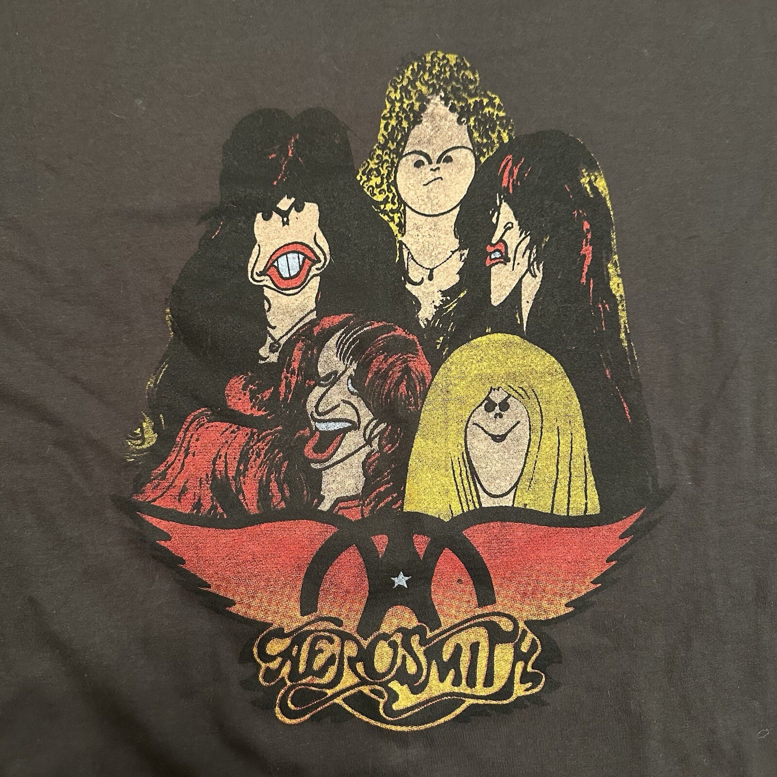 Vintage Aerosmith Cartoon Caricature Modern Reprint Shirt Men’s L 19×27 Single