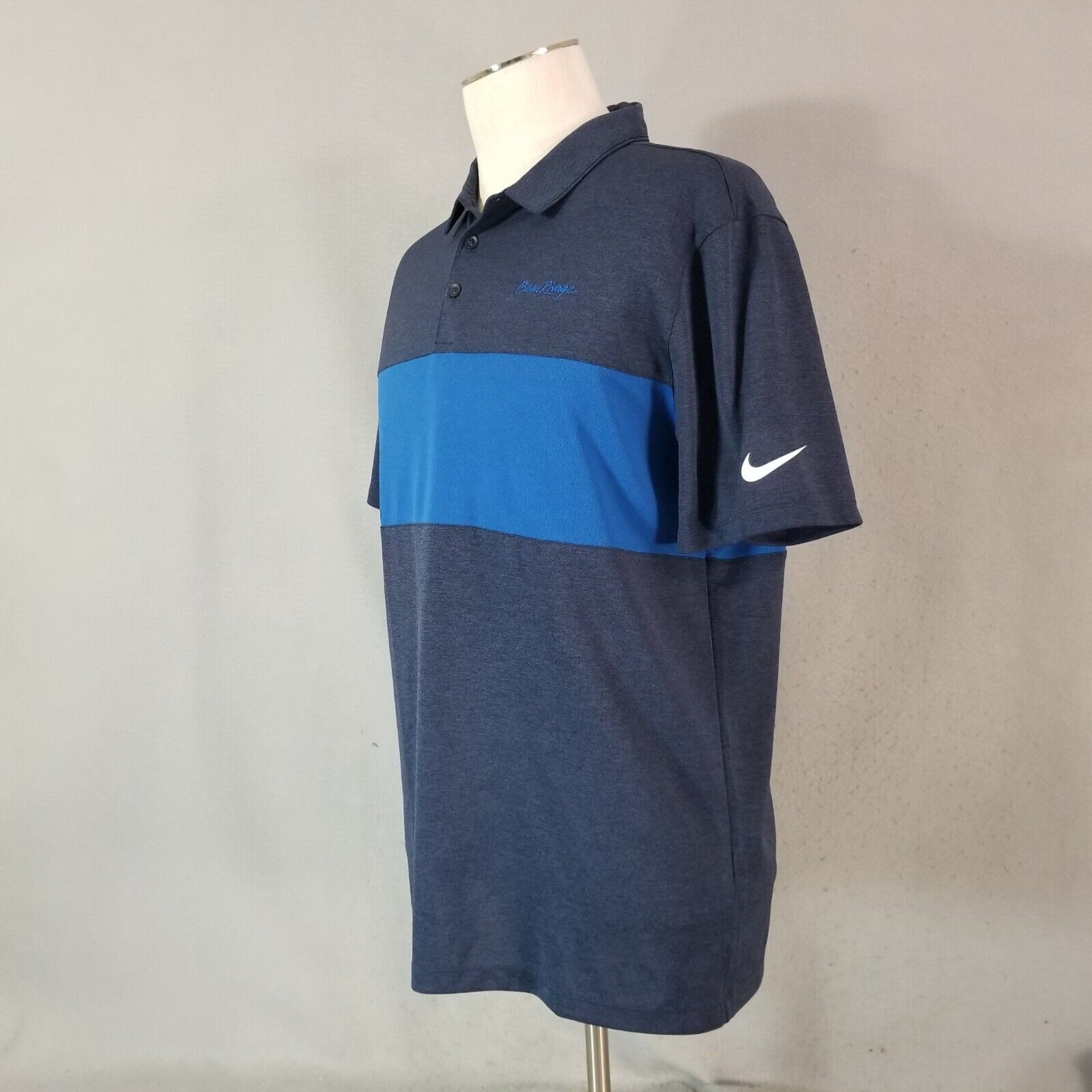 Nike golf polo shirt men’s large Blue short sleeve Dri-Fit Beau Rivage sports