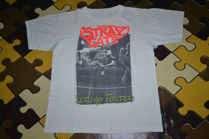 Stray Cats Let’s Go Faster 90s Retro Style Rare T shirt Heavy cotton NH19844