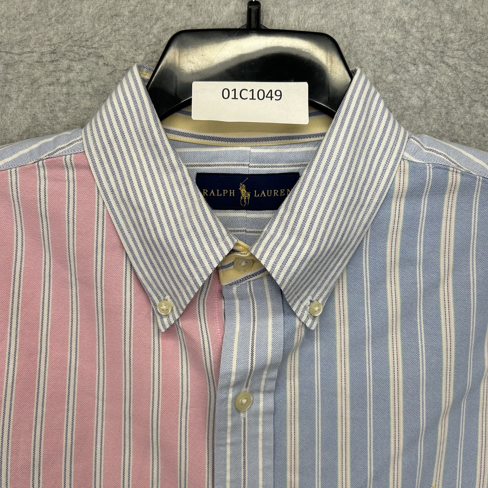 Ralph Lauren Shirt Mens Large Multi Color Striped Colorblock Flesh Pony Preppy