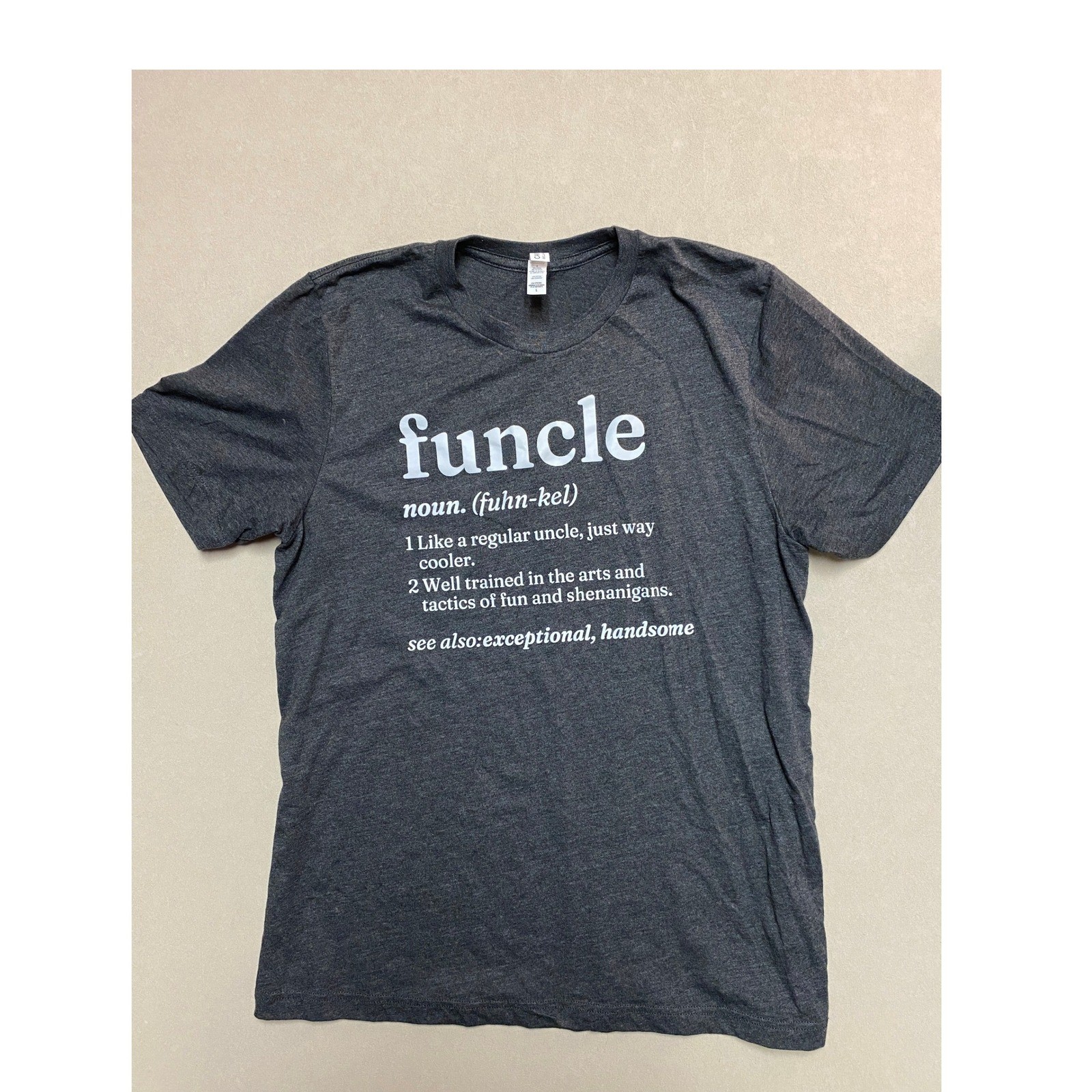 Bella Canvas Funcle Definition Graphic T-Shirt Mens Large Heather Gray Humor Tee