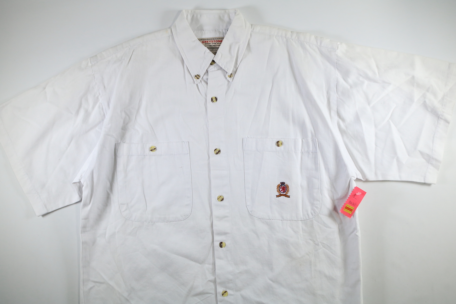 Mens Greystone White Button Down Shirt Size L Large NEW