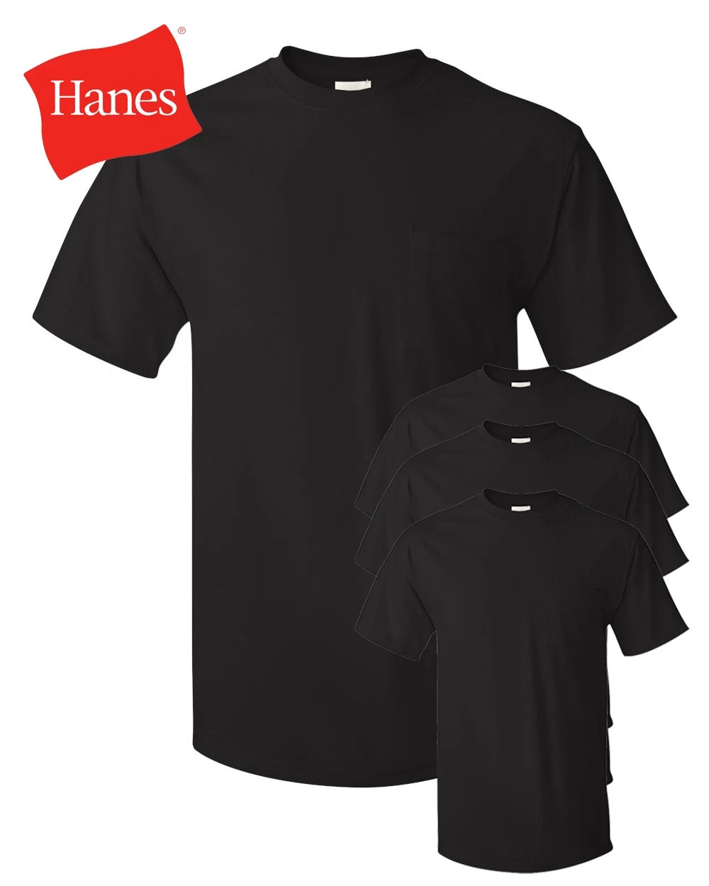 New Hanes Men’s 5590 ComfortSoft 100% Cotton Pocket T-Shirt (Pack of 4)