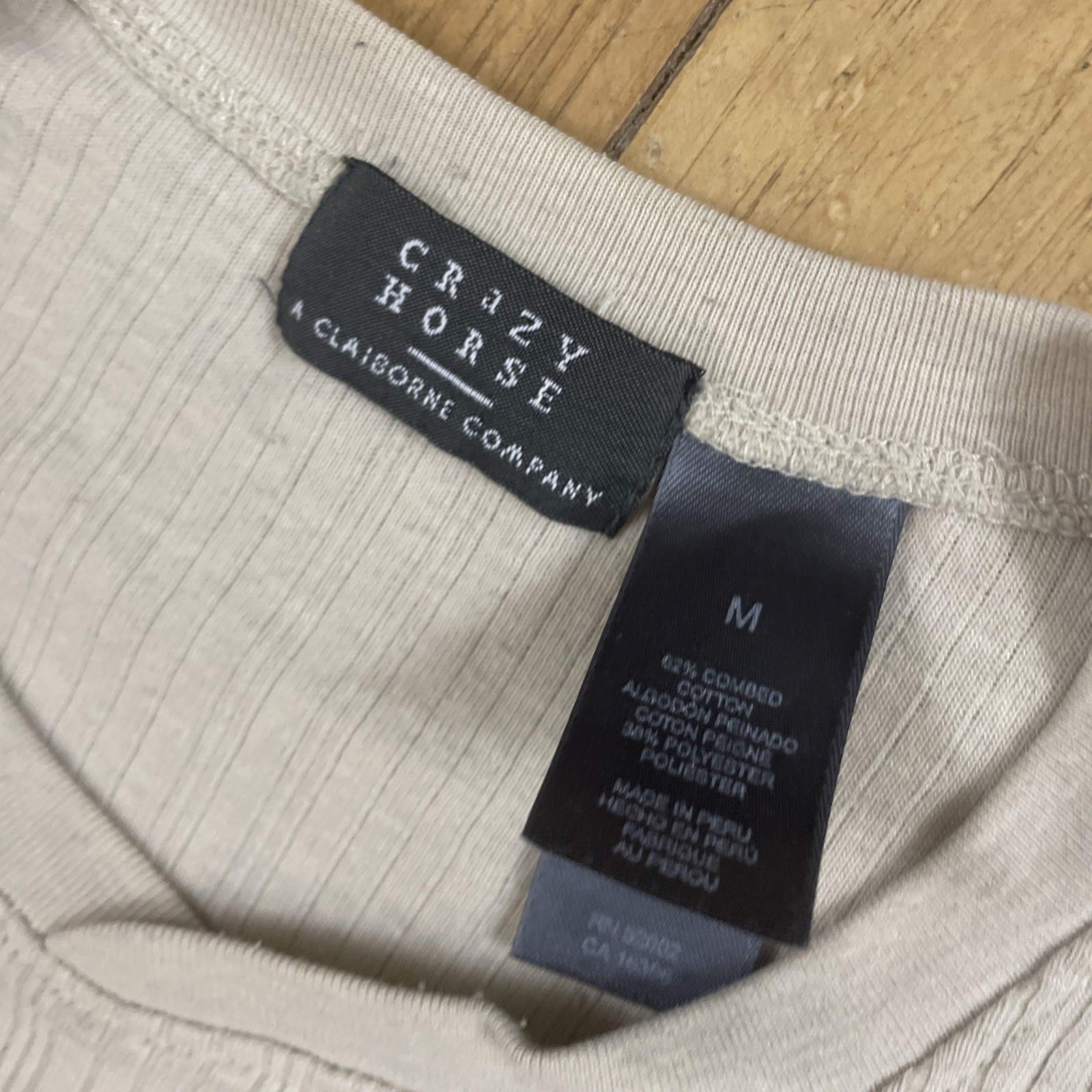 Crazy Horse Claiborne Shirt Men M Cream Beige Peru Cotton Cowl Old Money Minimal