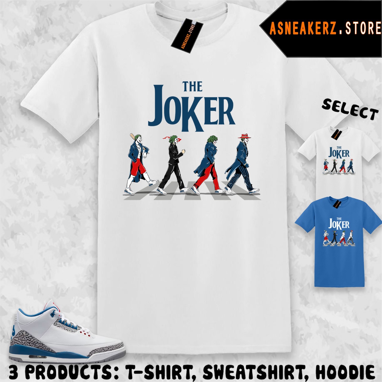 Tee Shirt Matching AJ 3 True Blue 2026 To Match Sneaker The Joker T-Shirt