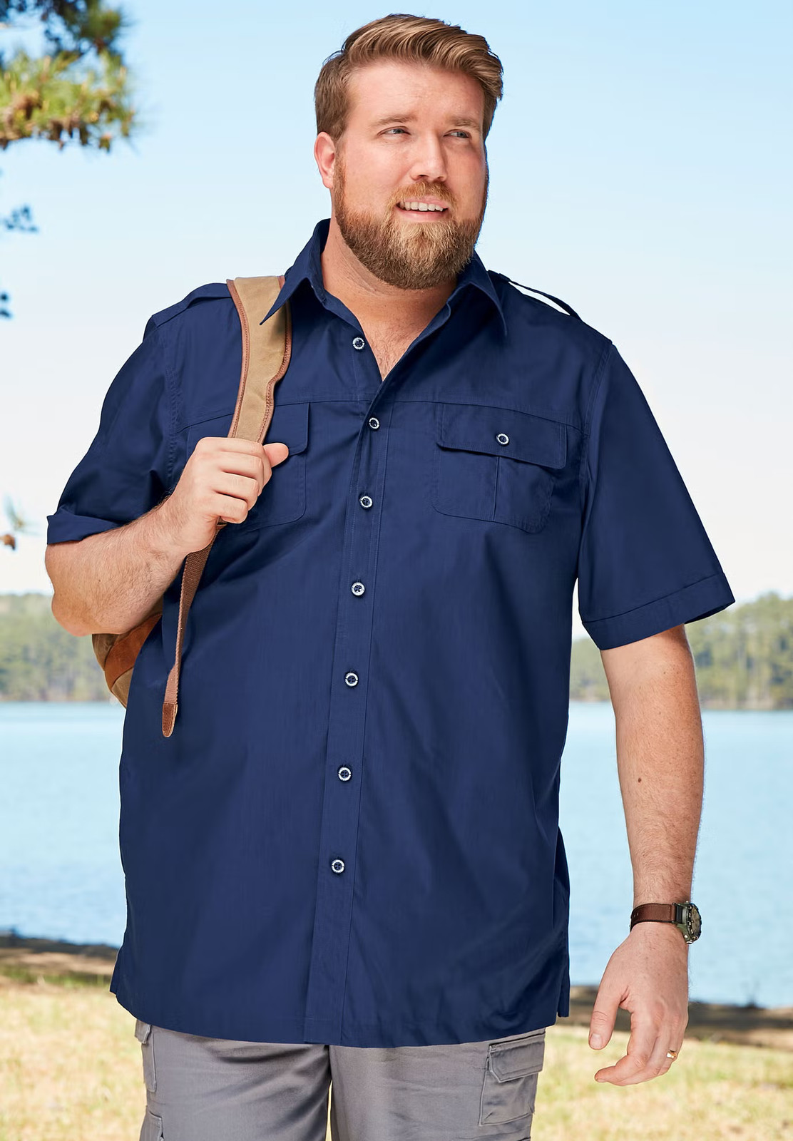 Boulder Creek By Kingsize Men’s Big & Tall Short Sleeve Pilot Shirt