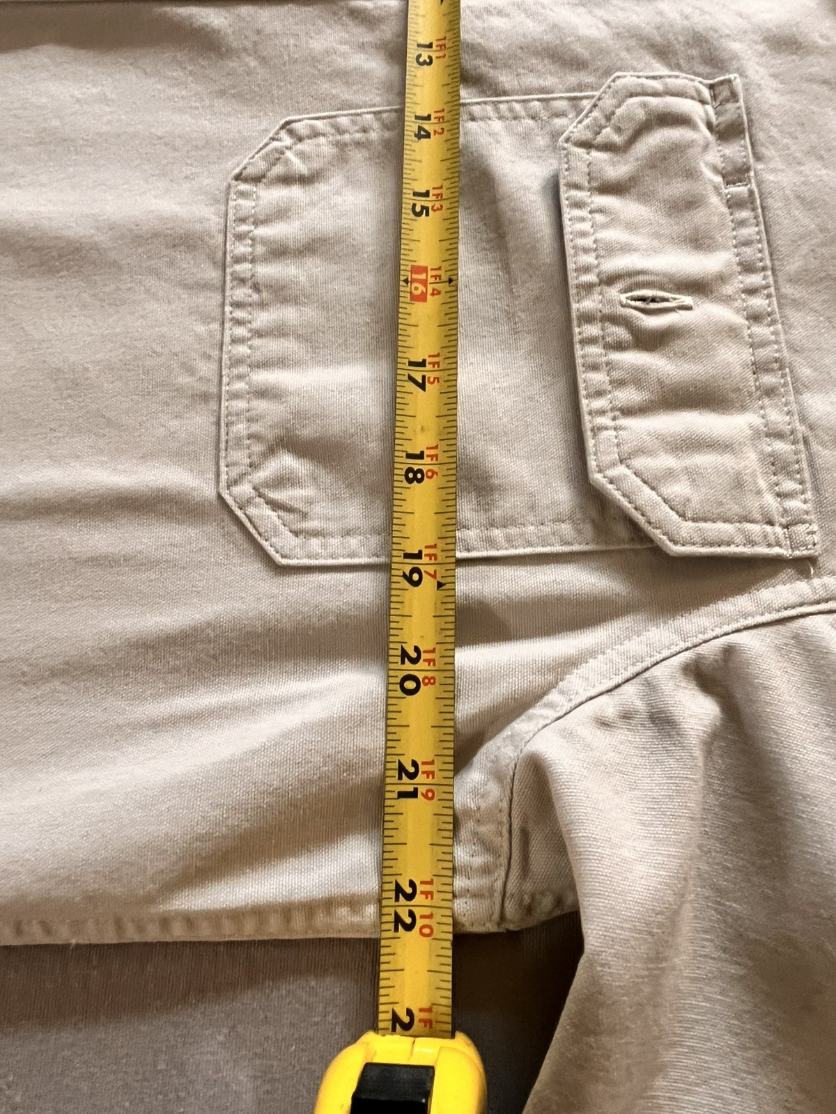 Vintage RedHead Sz M Shortsleeve Button Pale Khaki Shirt W/Pockets 100% Cotton