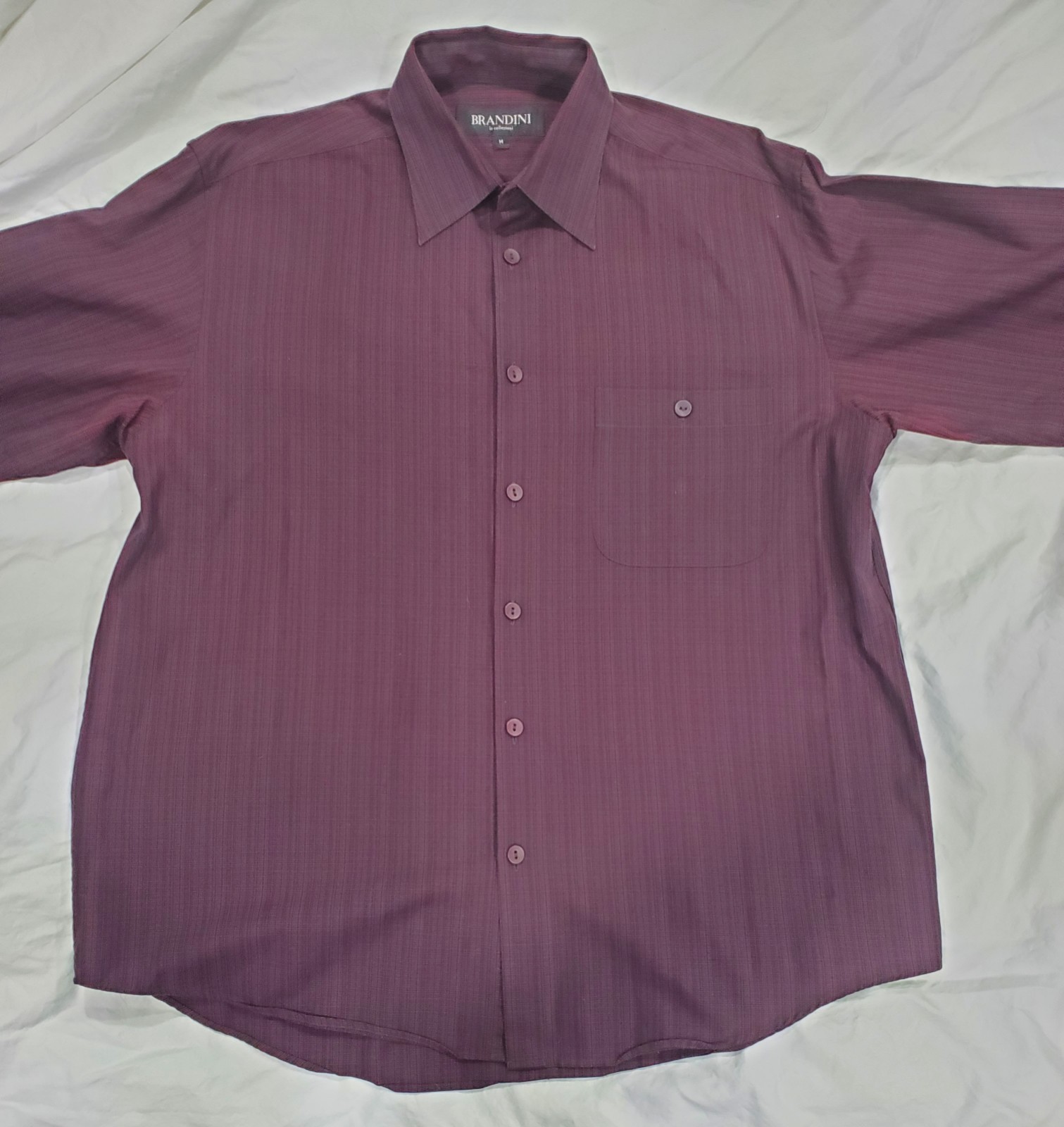 Brandini Le Collezioni Burgundy Striped Dress Shirt Men’s Medium Long Sleeve