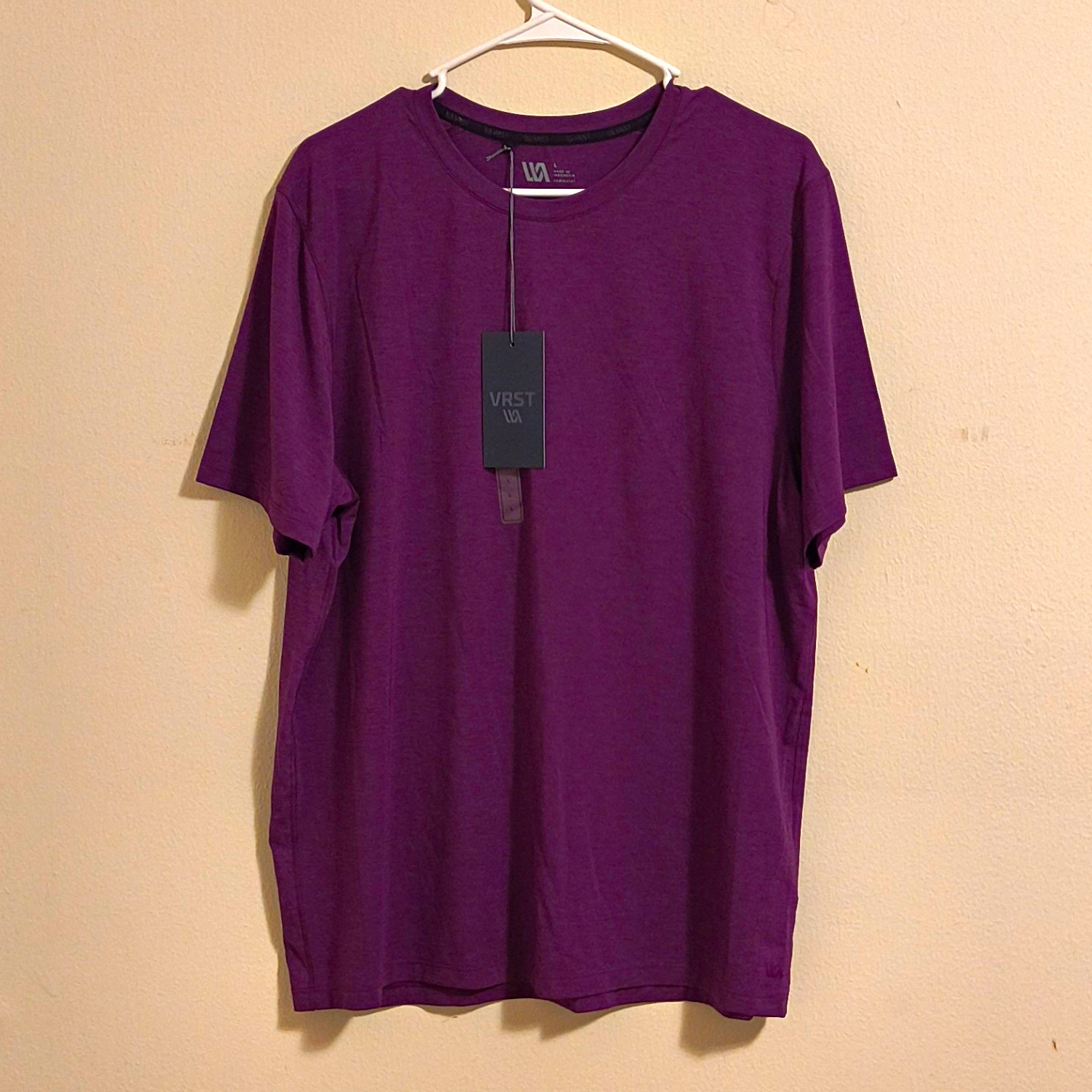 VRST Men’s UV Protection Anti-Odor 4-Way Stretch Crew Neck T-Shirt Purple L