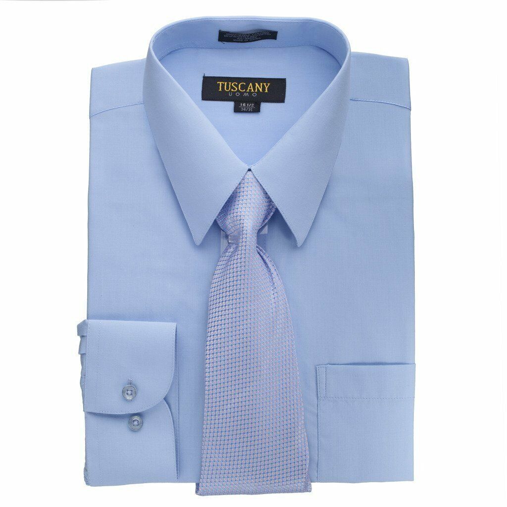 Men’s Dress Shirts With Matching (Random design) Tie Set Cotton-Blend Shirt Set