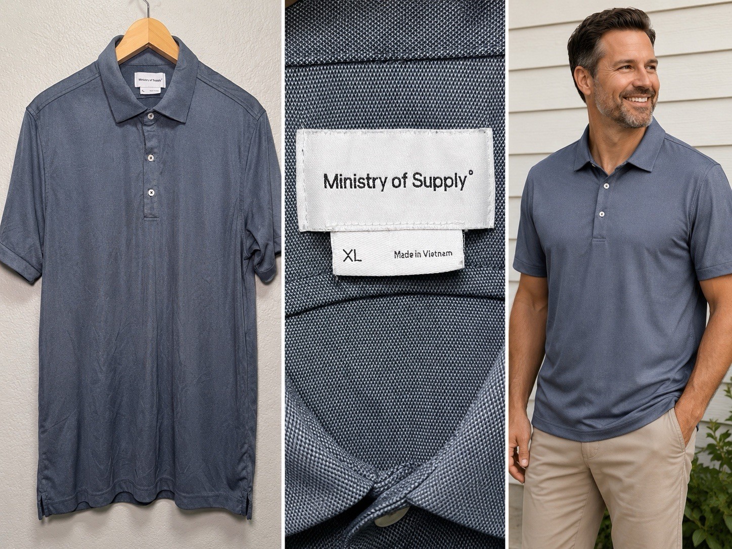 Ministry of Supply Performance Navy Black Short Sleeve Golf/Polo Shirt SZ XL