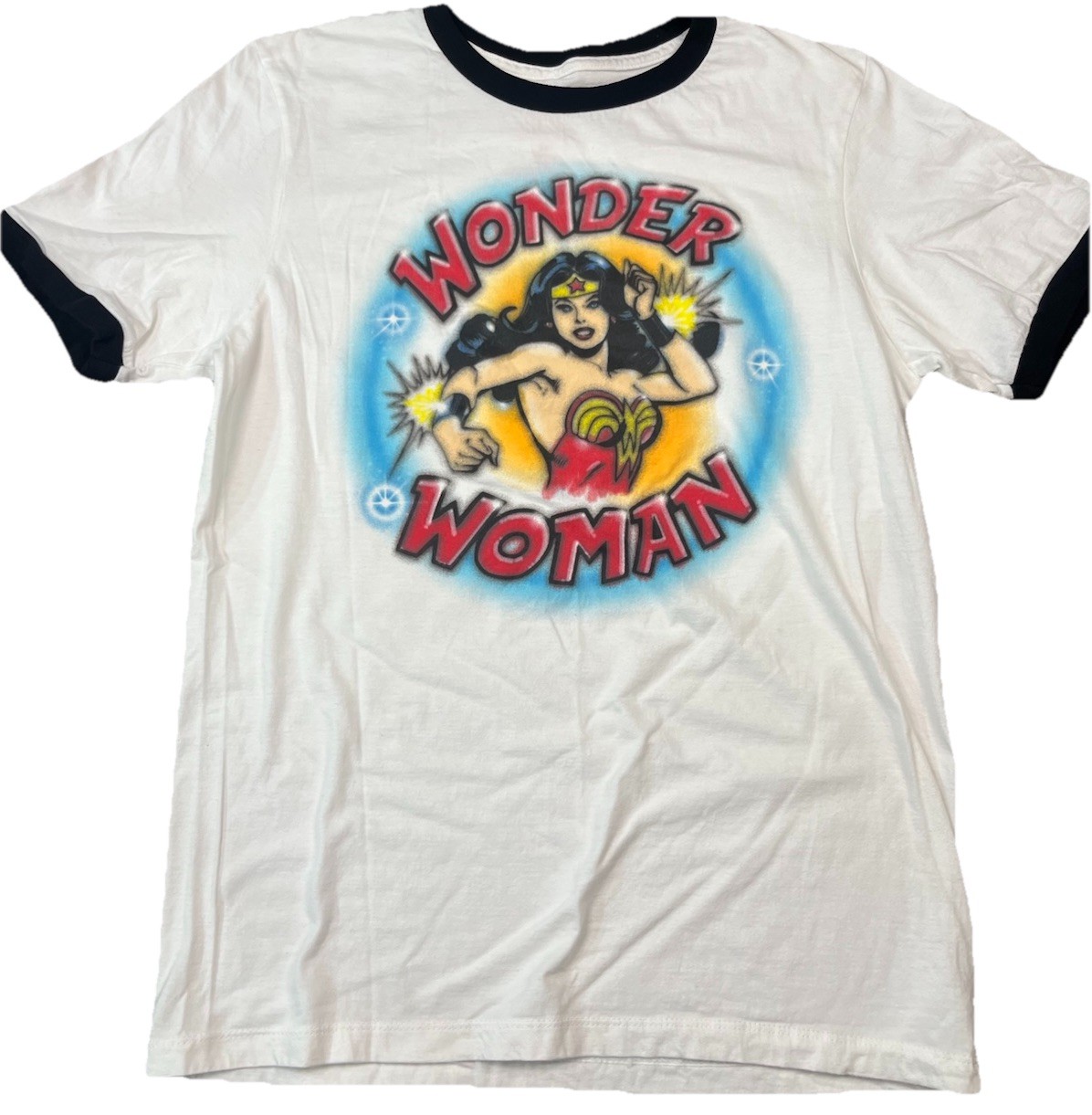 Wonder Woman 2017 Warner Bros. DC Movie Promo Graffiti Ringer T Shirt Medium