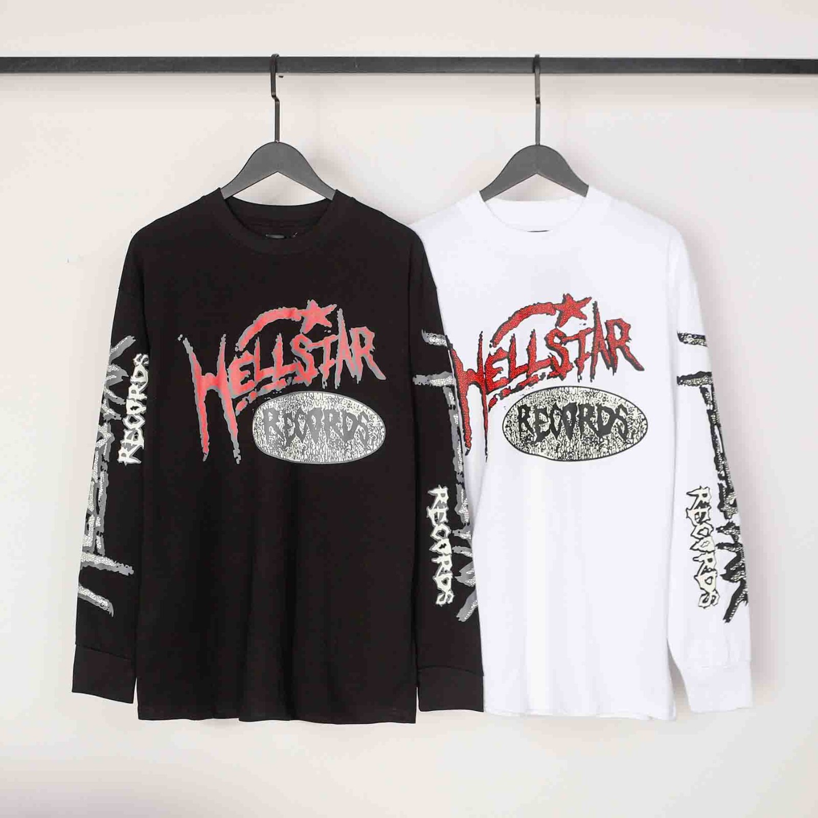 Hell Studios star Records Crewneck INS same Style Mens Long Sleeve T-shirt