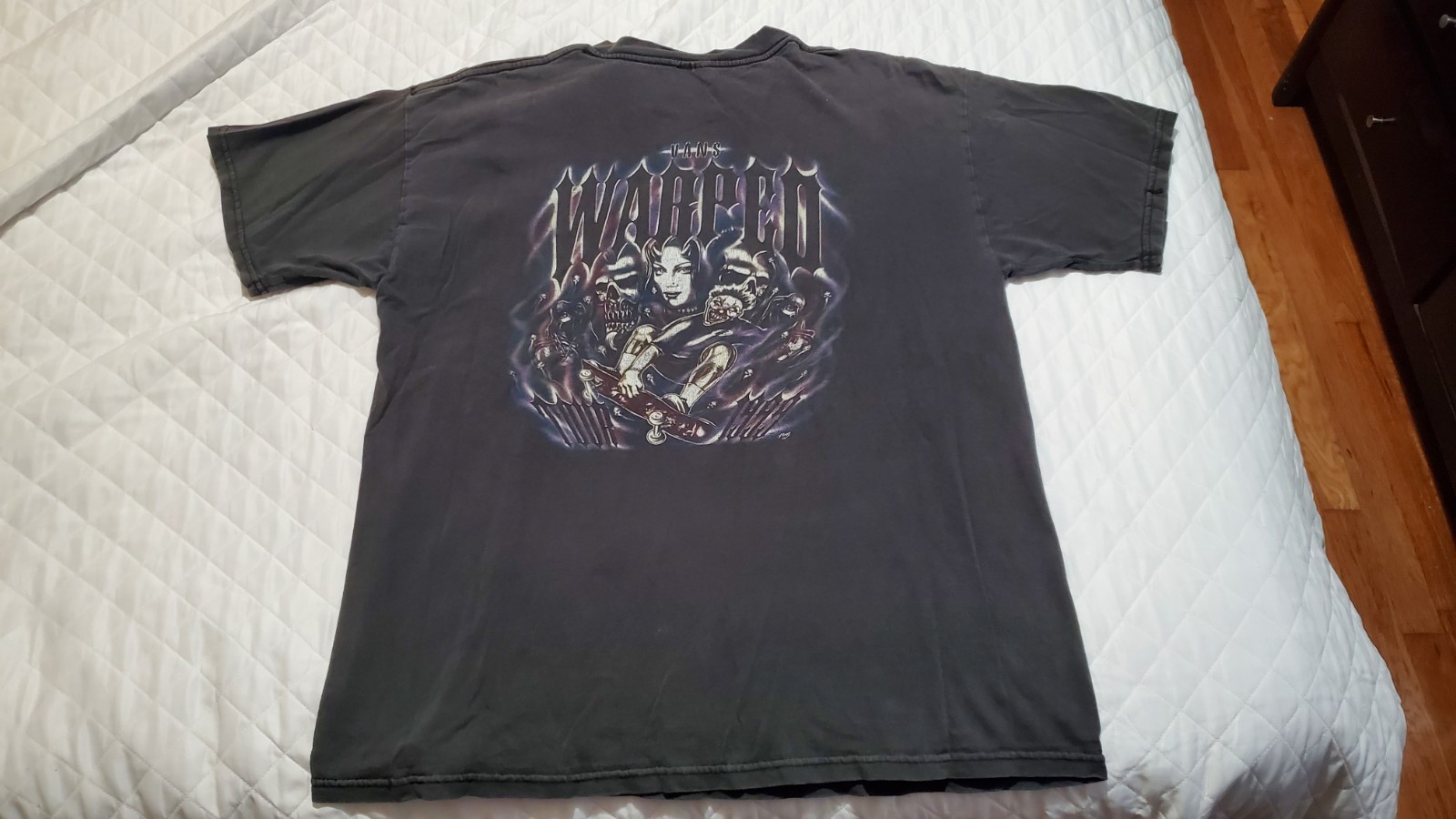 Rare Vintage 1999 Vans Warped Tour Shirt Black Distressed Skull / Clown design