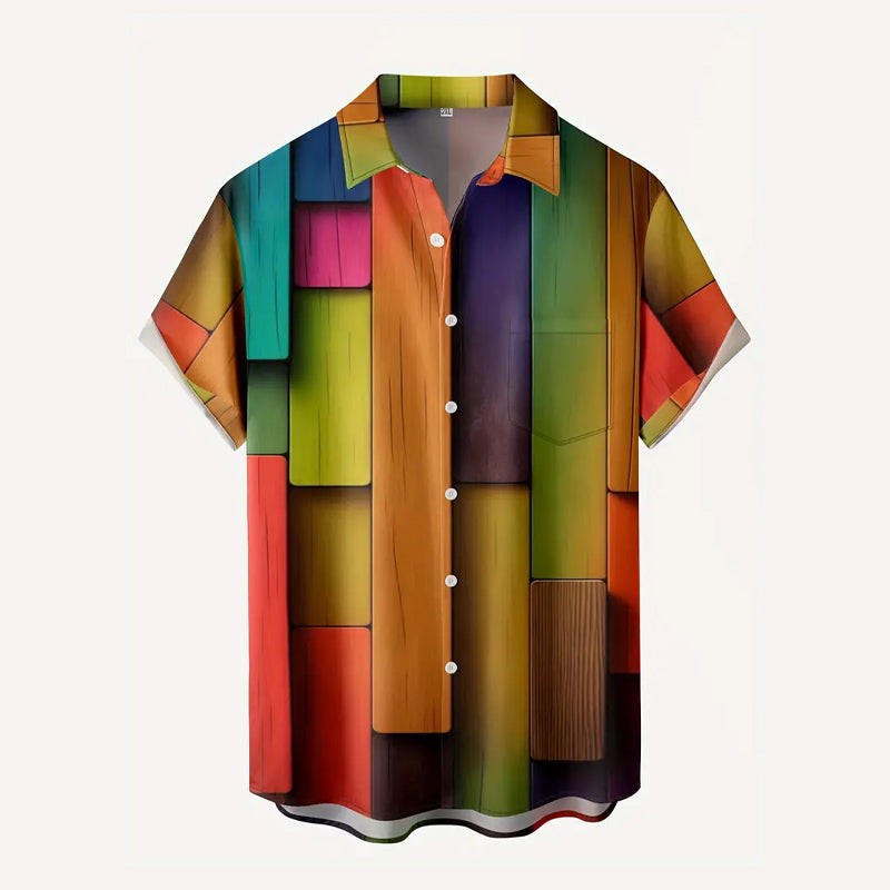 Mens Colorful Abstract Art Pattern 3D Digital Print Shirt