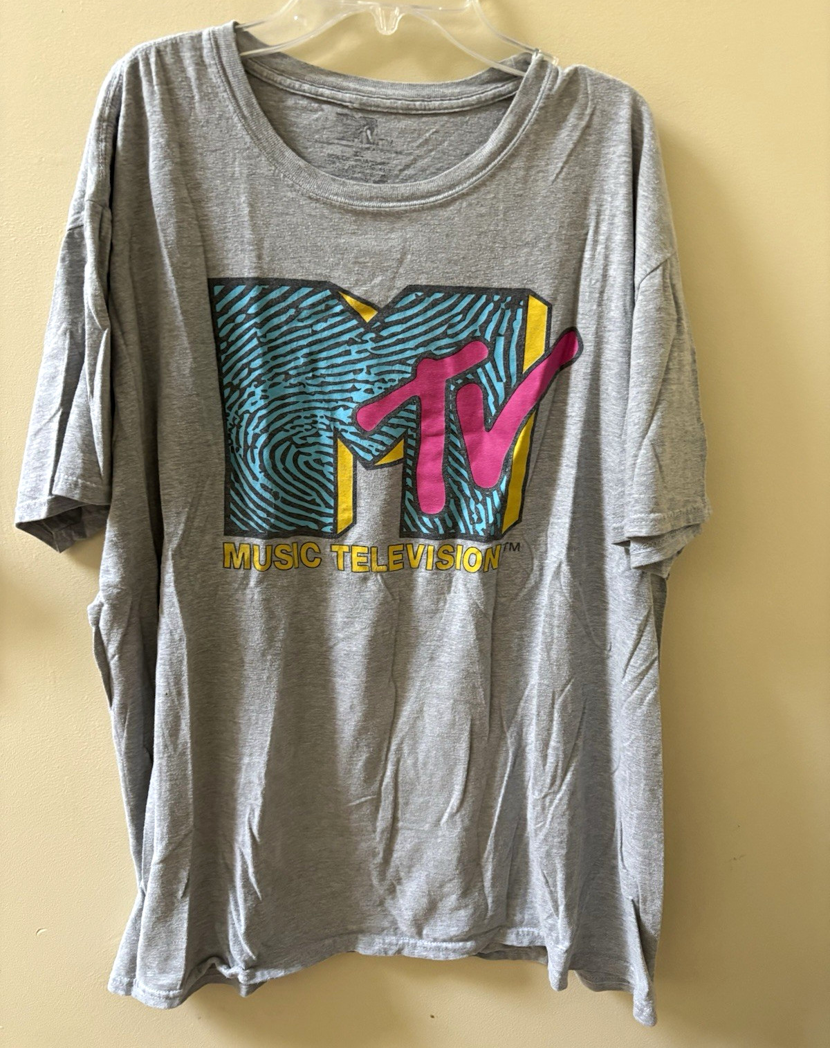 MTV Music Television Gray Graphic Logo Short Sleeve Crew Neck Tee Men’s XL