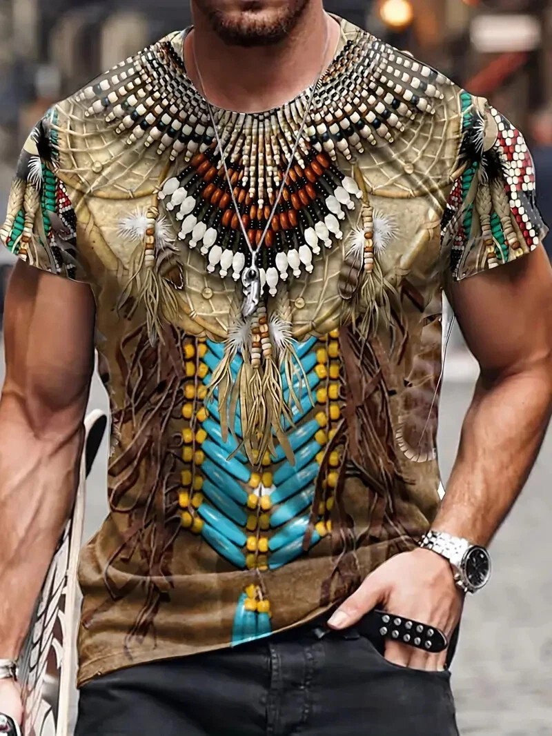 T Shirt Native American Indian Ethnic Aztec Fashion Tribal Brown Trendy Tee Soft