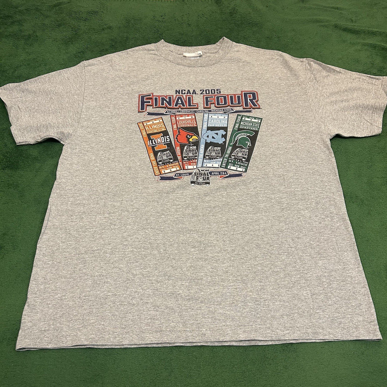 Vintage NCAA 2005 Final Four College Basketball T-Shirt XL UNC Michigan St