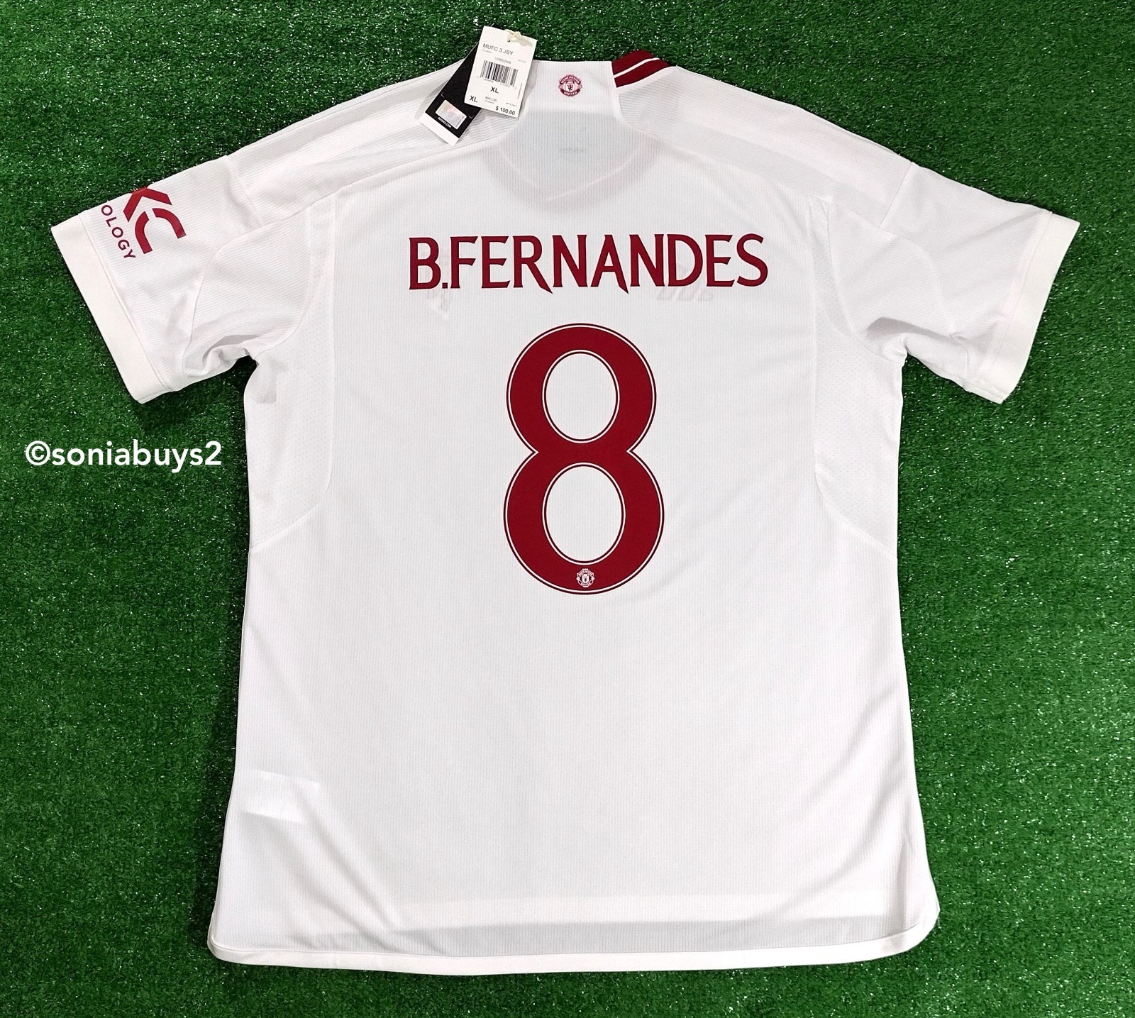 with tags Adidas Mens BFERNANDES Manchester United 3rd Soccer Jersey IP1 G1N