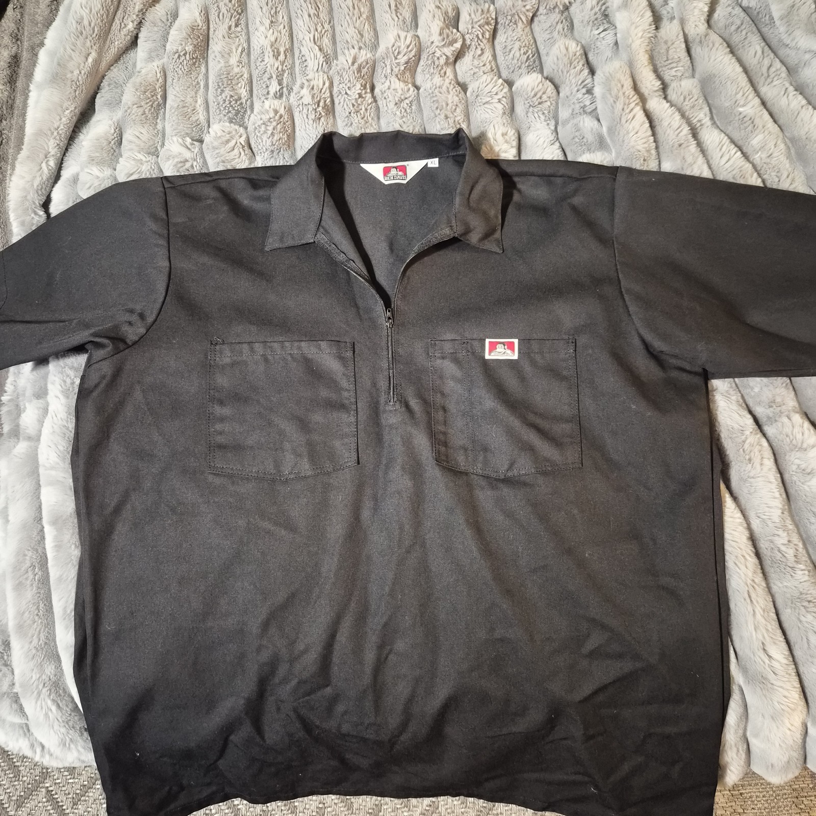 Ben Davis Quarter 1/4 Zip Shirt Black Mens Size XL street skate work