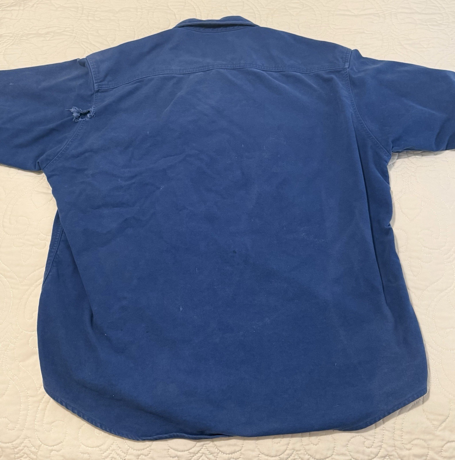 Woolrich Chamois Men’s XL Outdoor Wear Expedition Blue Cloth Button Shirt *READ
