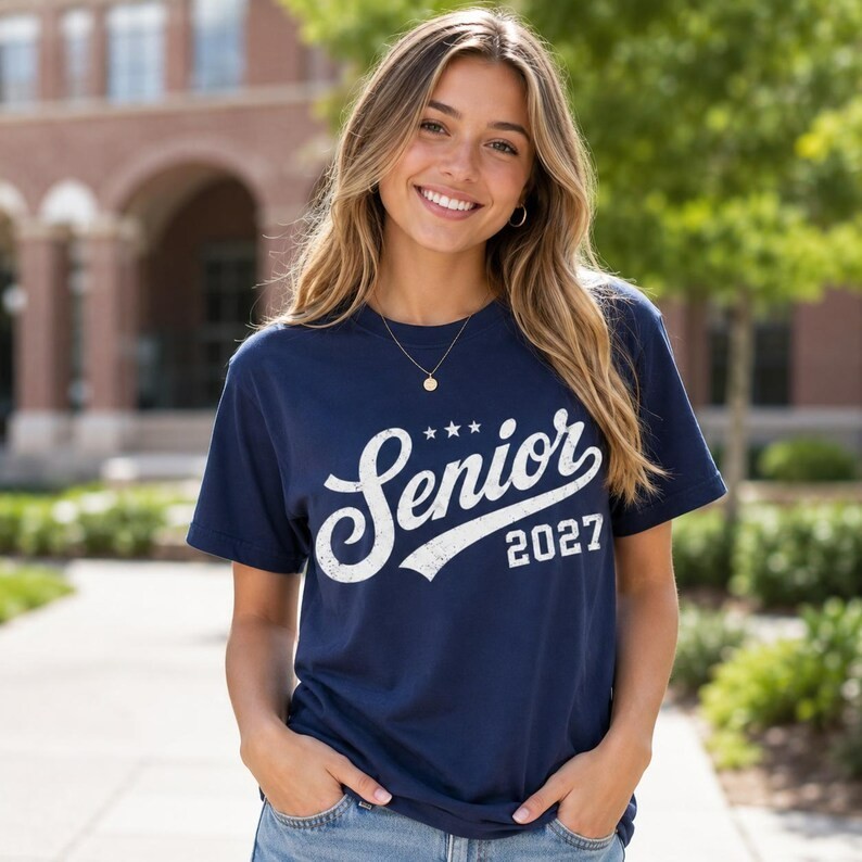 Class Of 2027 Senior T-Shirt Retro Back To School Vintage Comfort Graphic Tee